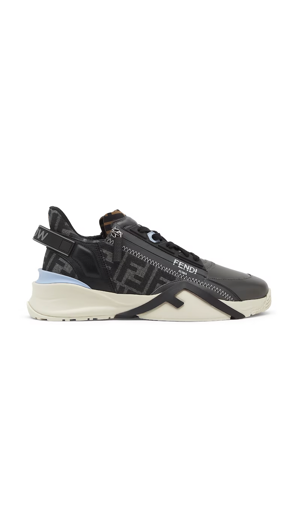 Men's Fendi Flow Leather Sneakers - Gray