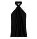 Twisted jersey halter top black