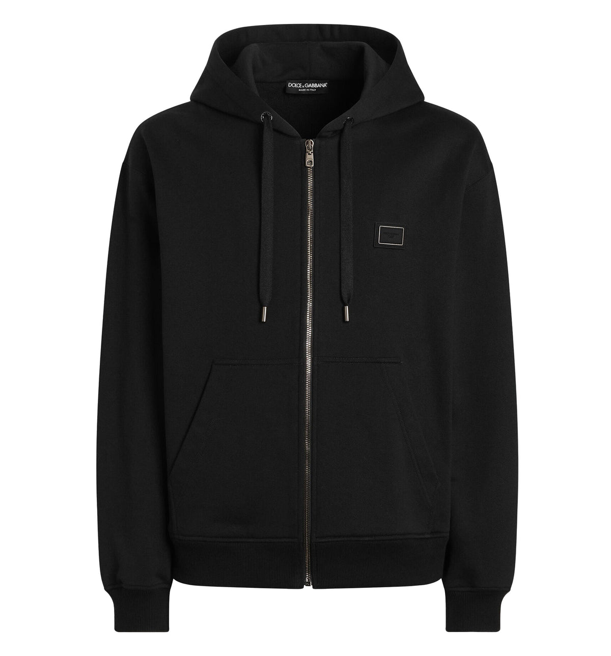 Cotton hooded sweatshirt with logo plate