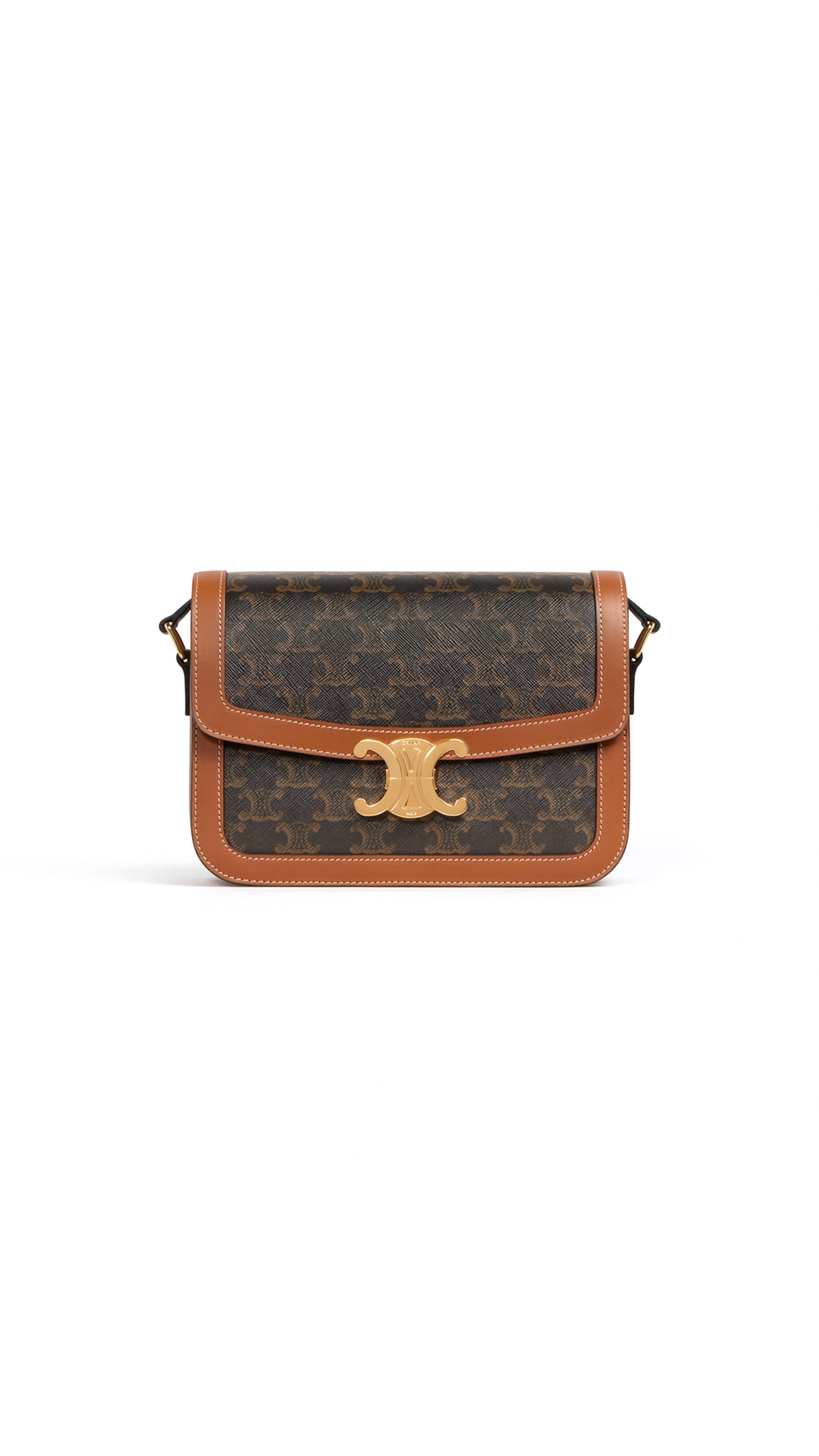 Classique Triomphe Bag In Triomphe Canvas And Calfskin - Tan