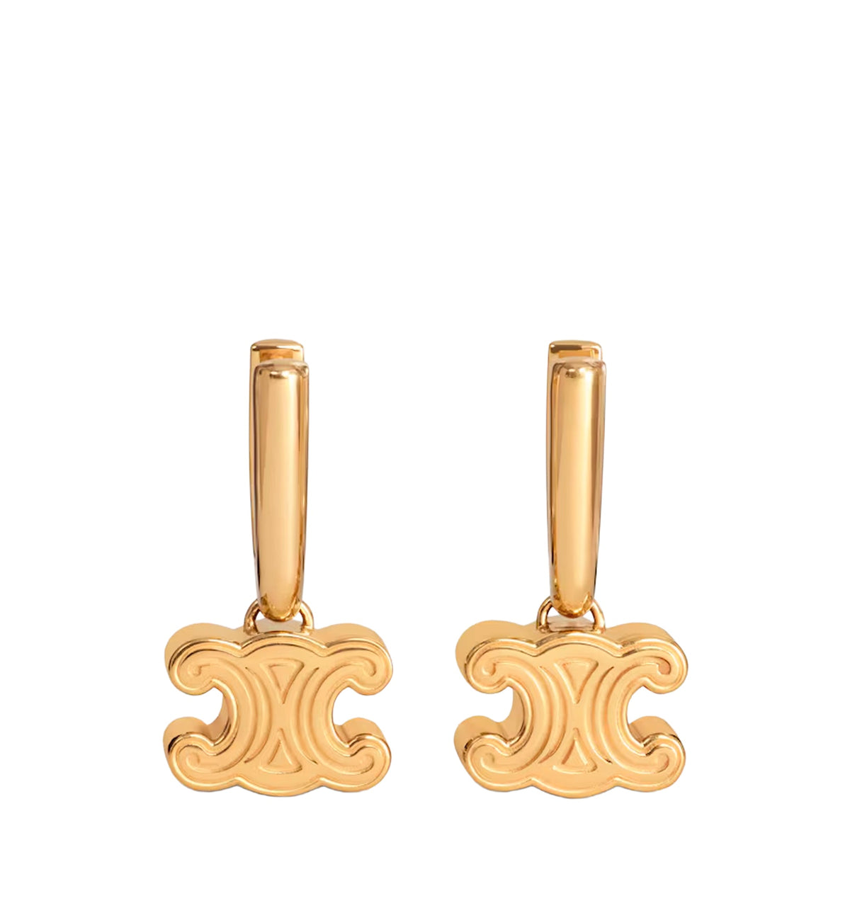 Chunky Triomphe Earrings In Brass With Gold Finish