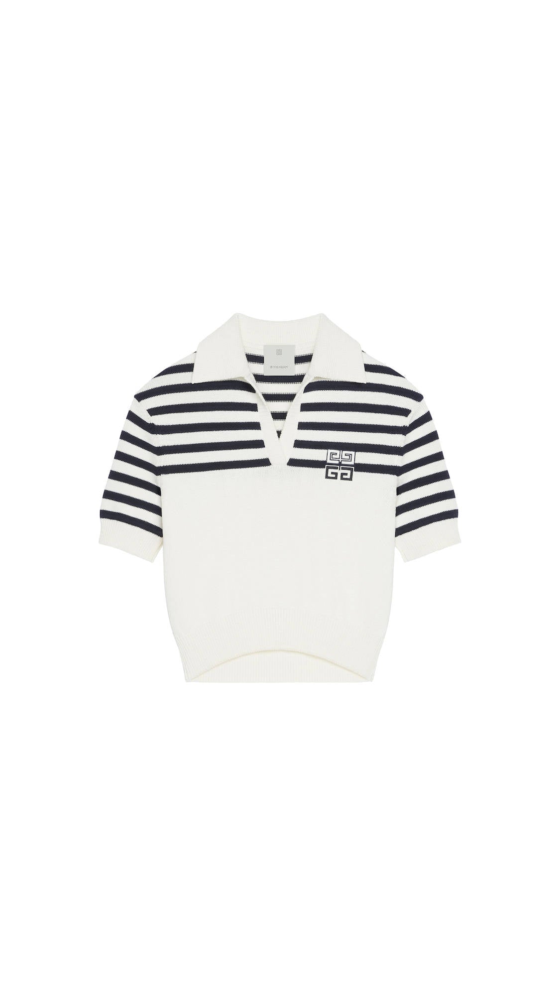 4g Striped Polo Sweater - White