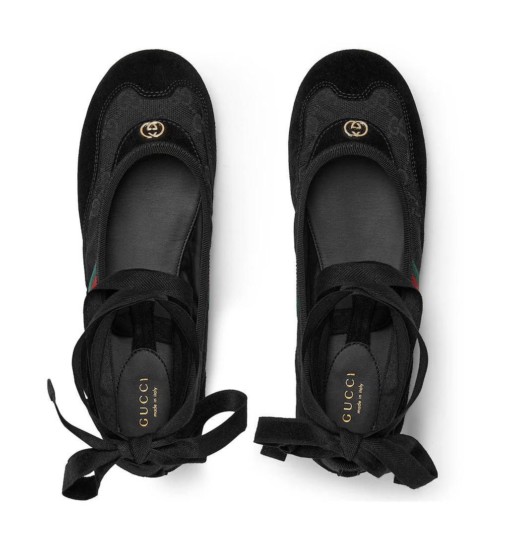 Women's Gucci Shift ballerina in black GG canvas