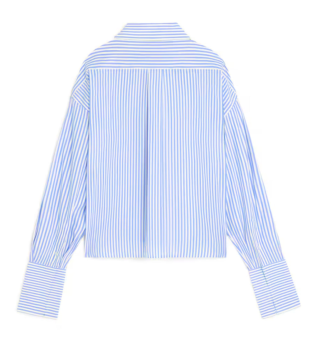 Cropped Shirt In Striped Cotton Poplin