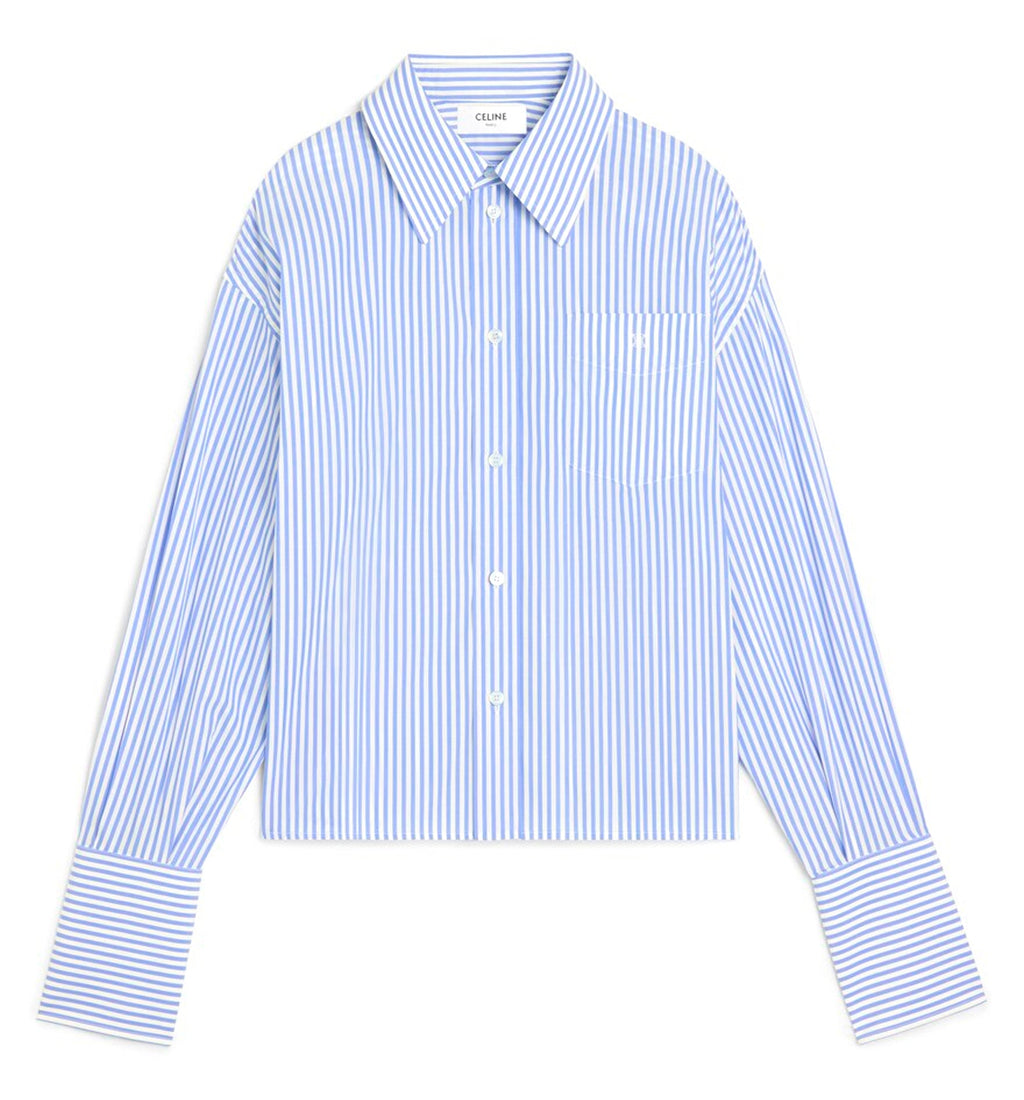 Cropped Shirt In Striped Cotton Poplin