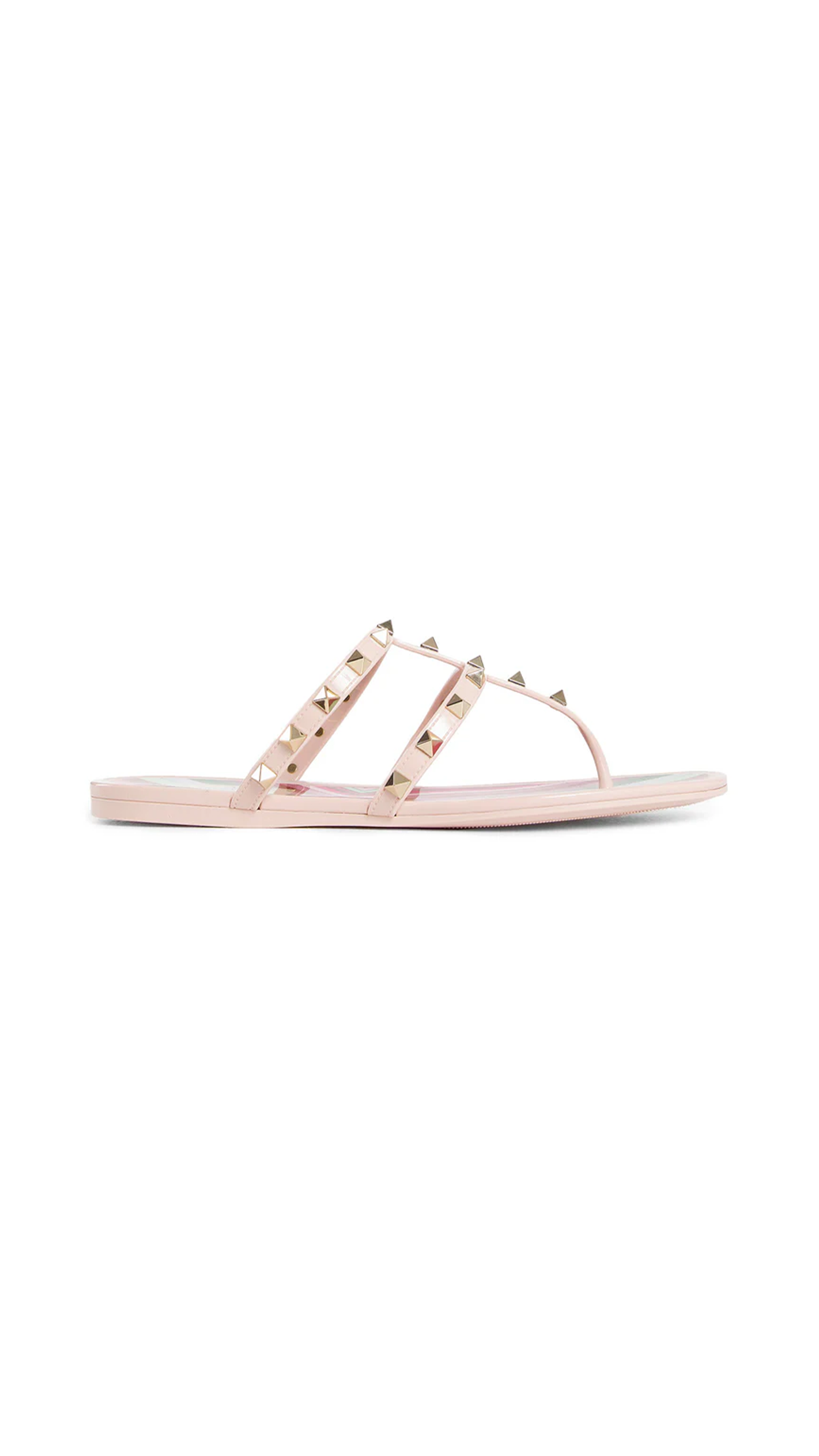 Rockstud Flat Rubber Sandals - Light Pink