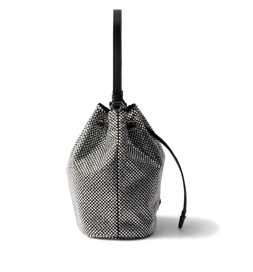 Mini crystal-studded satin bag