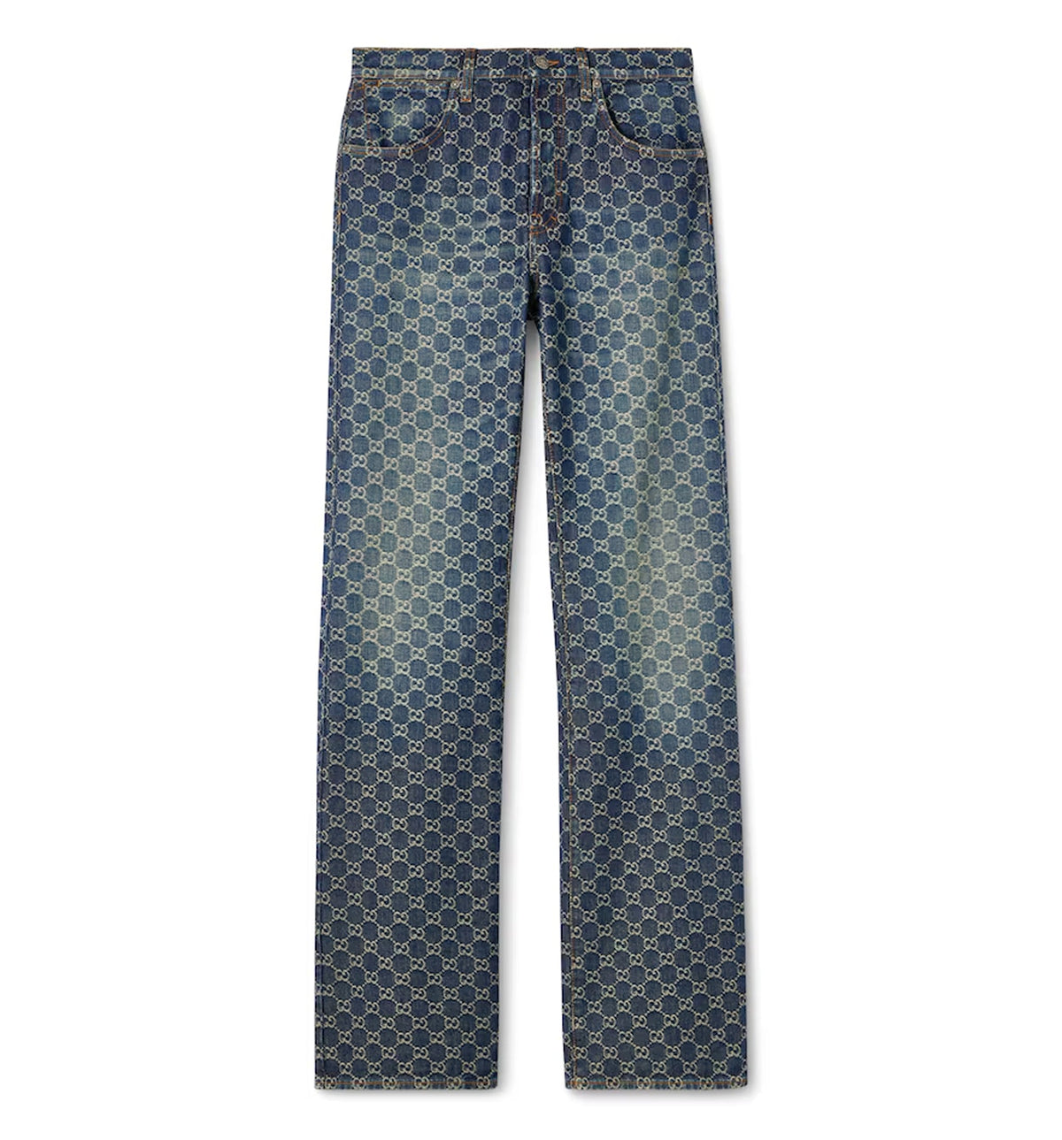 GG cotton denim jacquard pants
