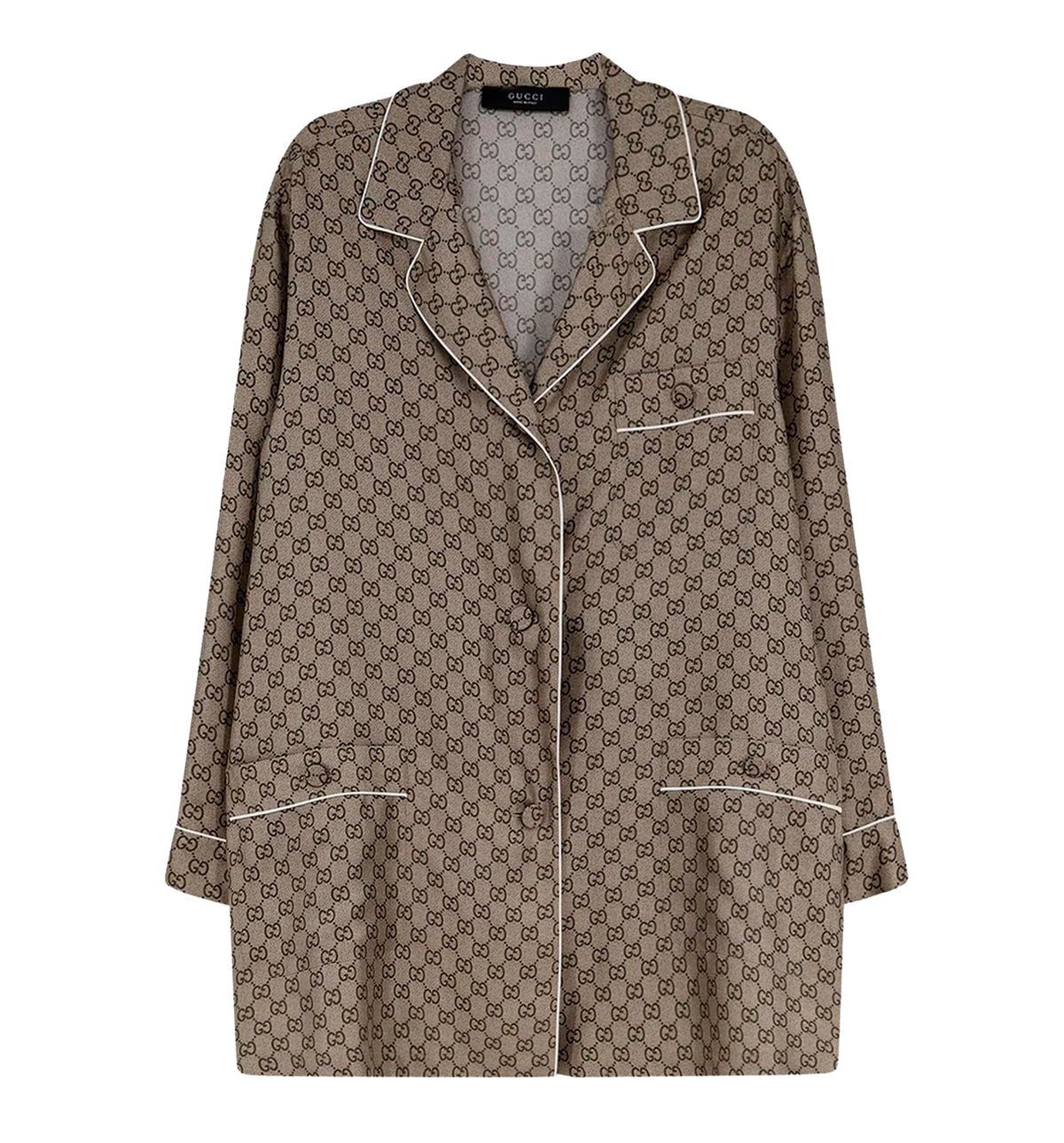 Printed silk twill shirt
