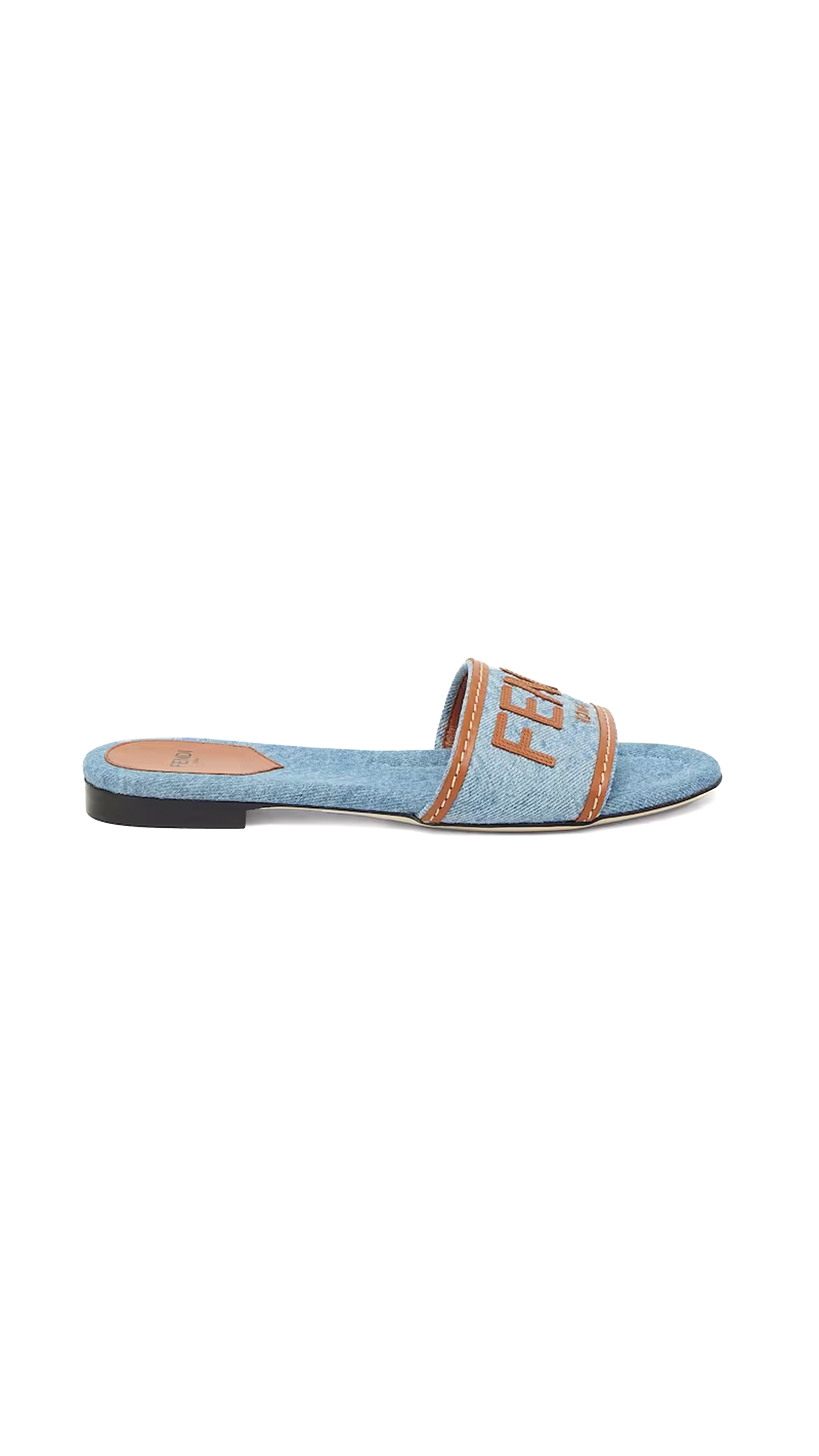 Signature Denim Slides - Light blue