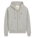 Grey zipped cotton hoodie with Ami de Coeur