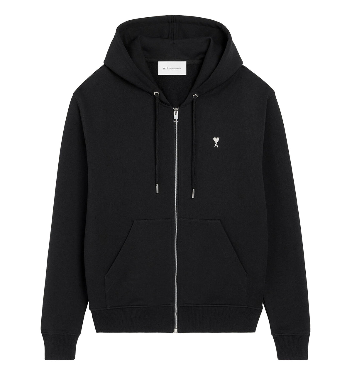 Black Cotton Ami De Coeur Zipped Hoodie