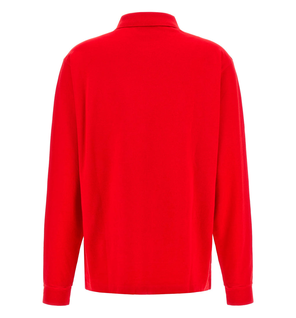 Long-sleeved cotton piqué polo shirt