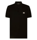 Cotton piqué polo-shirt with branded tag