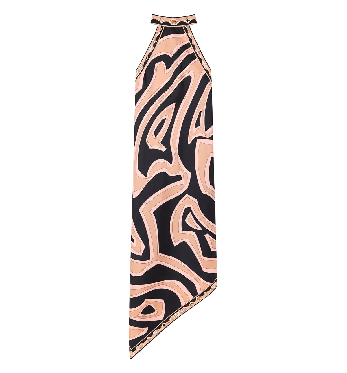 Labirinto Print Silk Dress with Halter Neckline