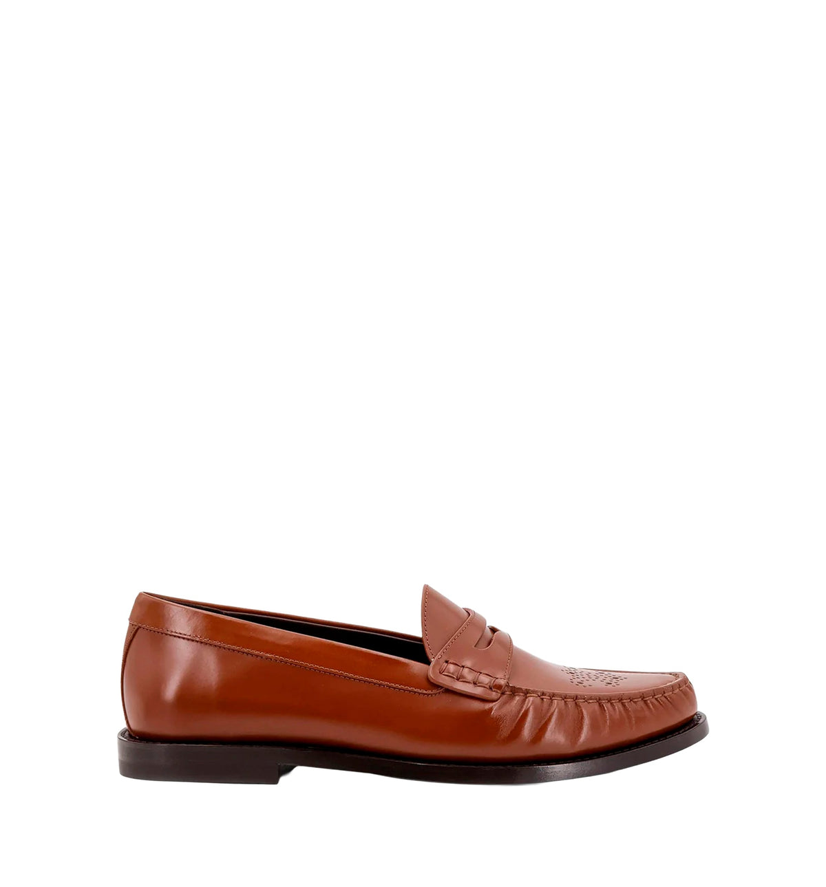 Vivienne leather loafer with perforated triomphe logo