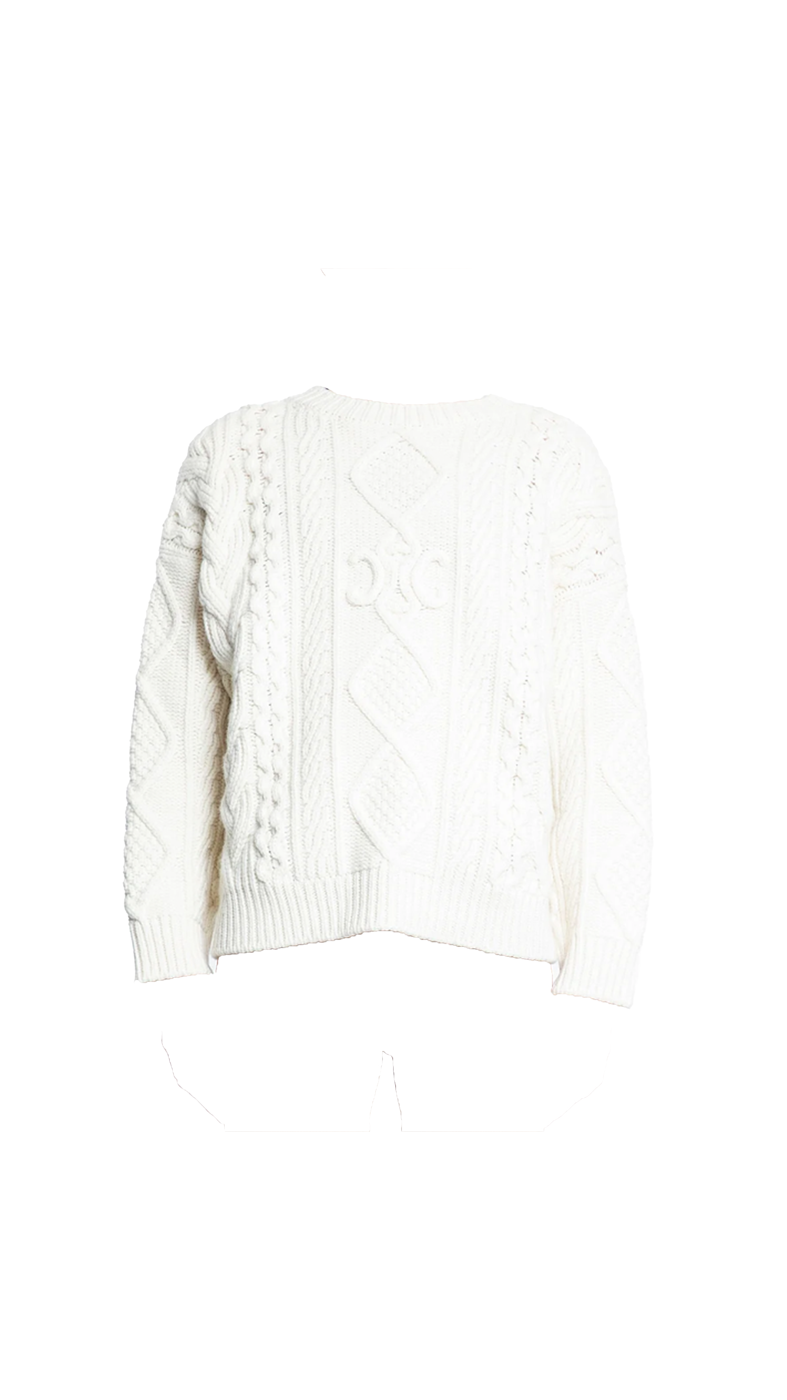 Triomphe Wool Cable Knit Sweater - Off White