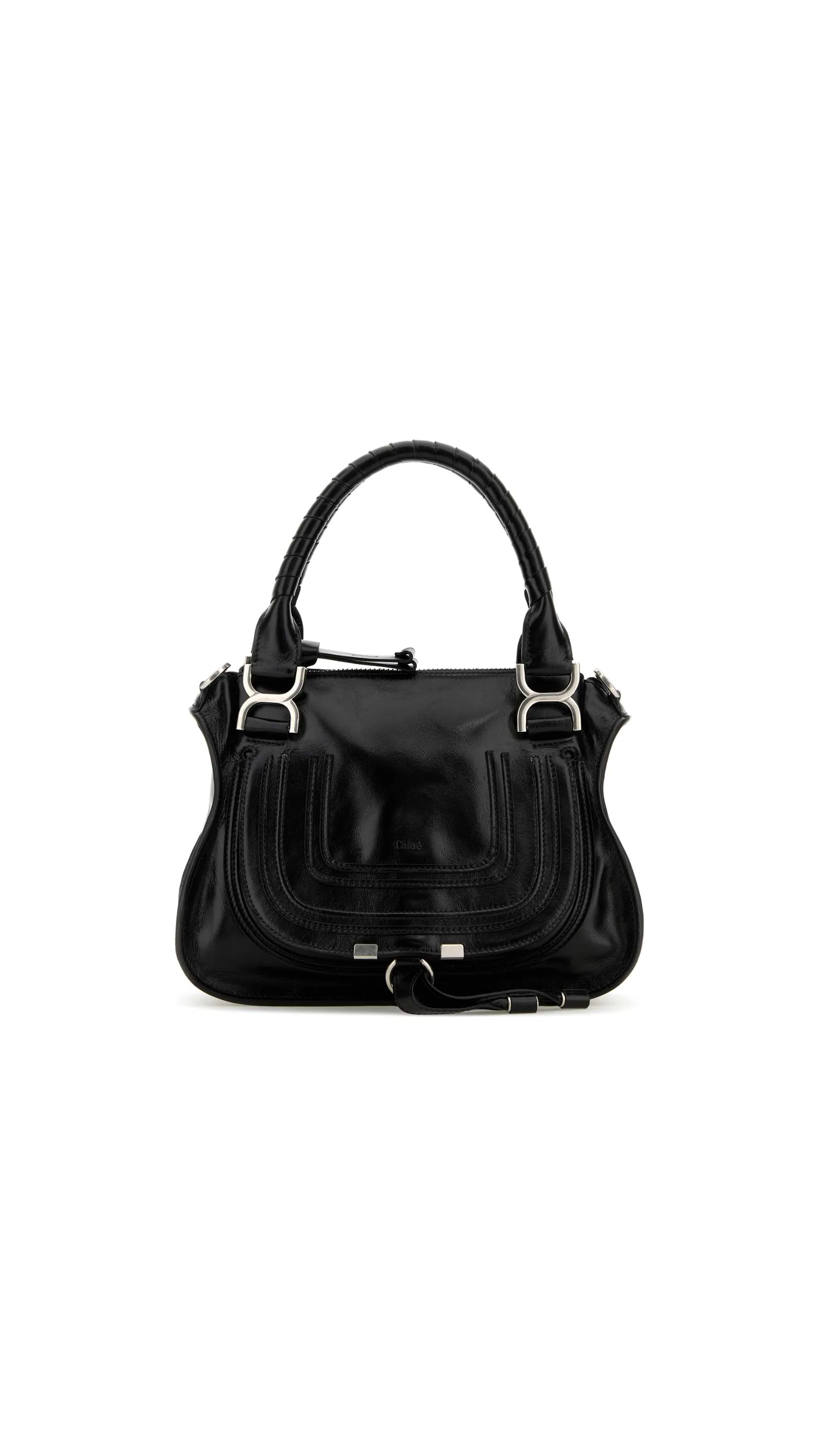 Small Marcie Bag in Shiny Leather - Black