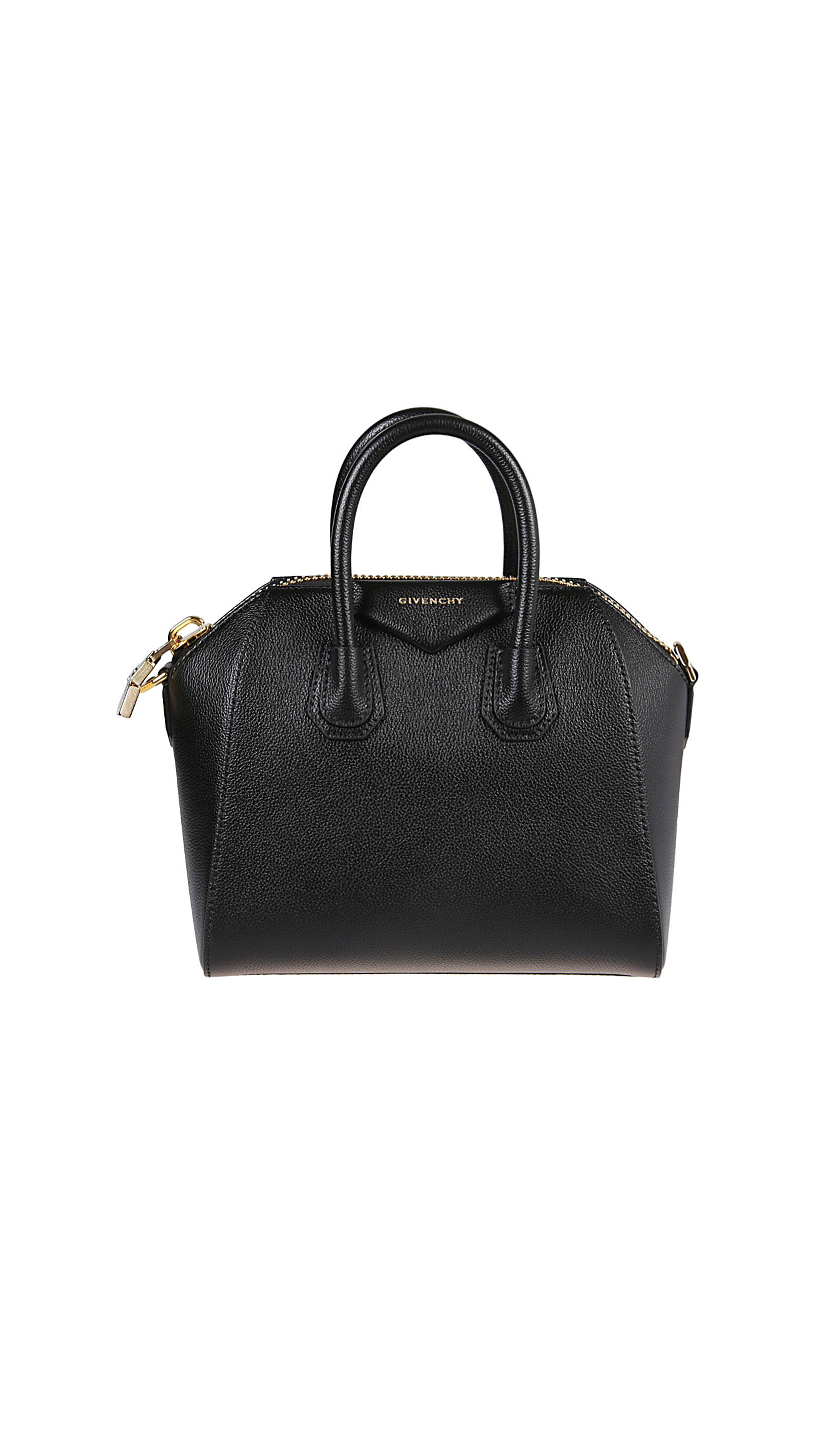 Mini Antigona Bag in Grained Leather - Black