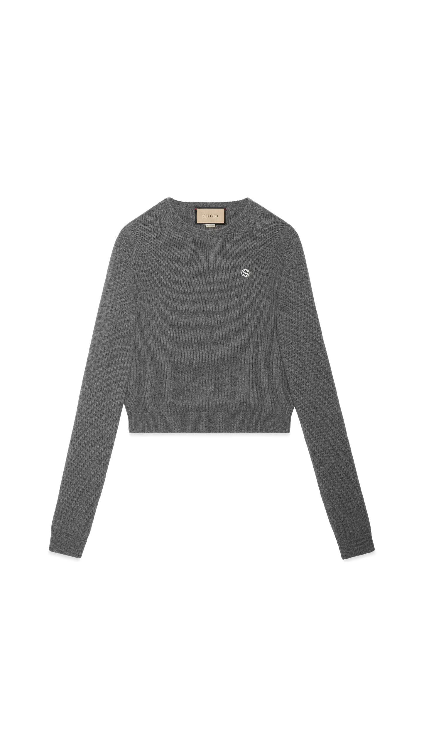 Wool Cashmere Sweater with Embroidery - Grey