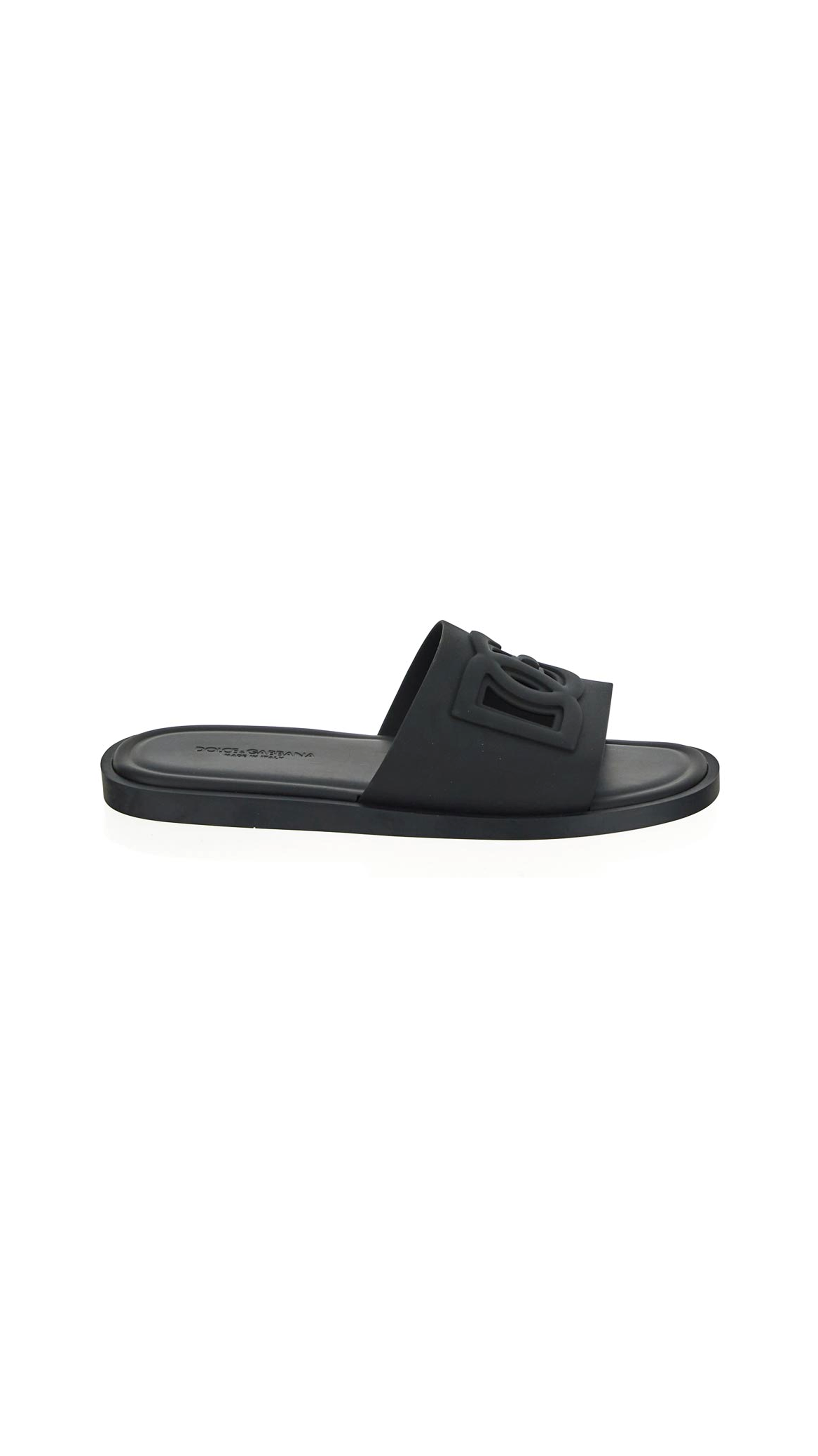 Rubber Beachwear Sliders - Black