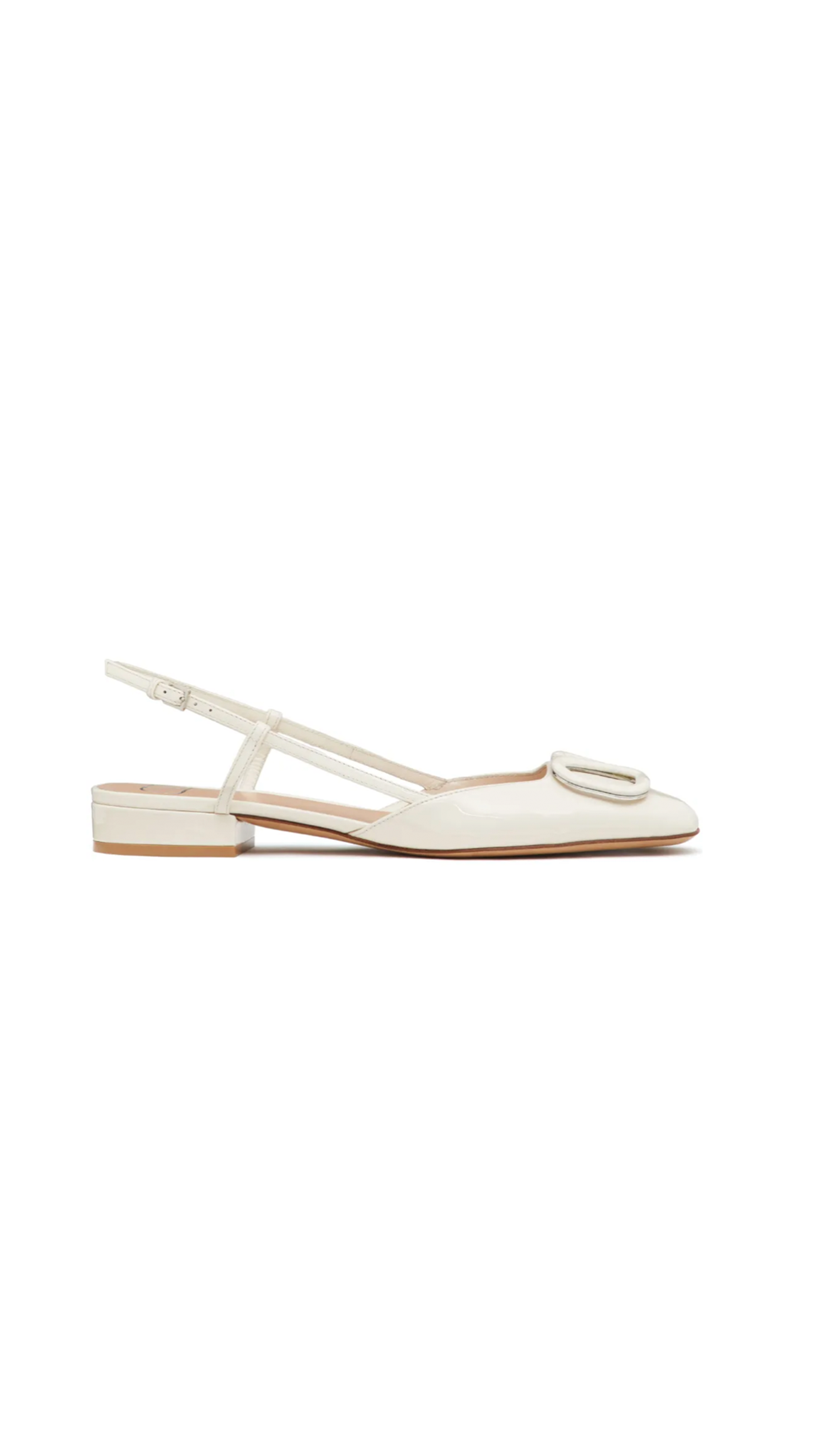 Vlogo Leather Slingback Ballerina Shoes - White