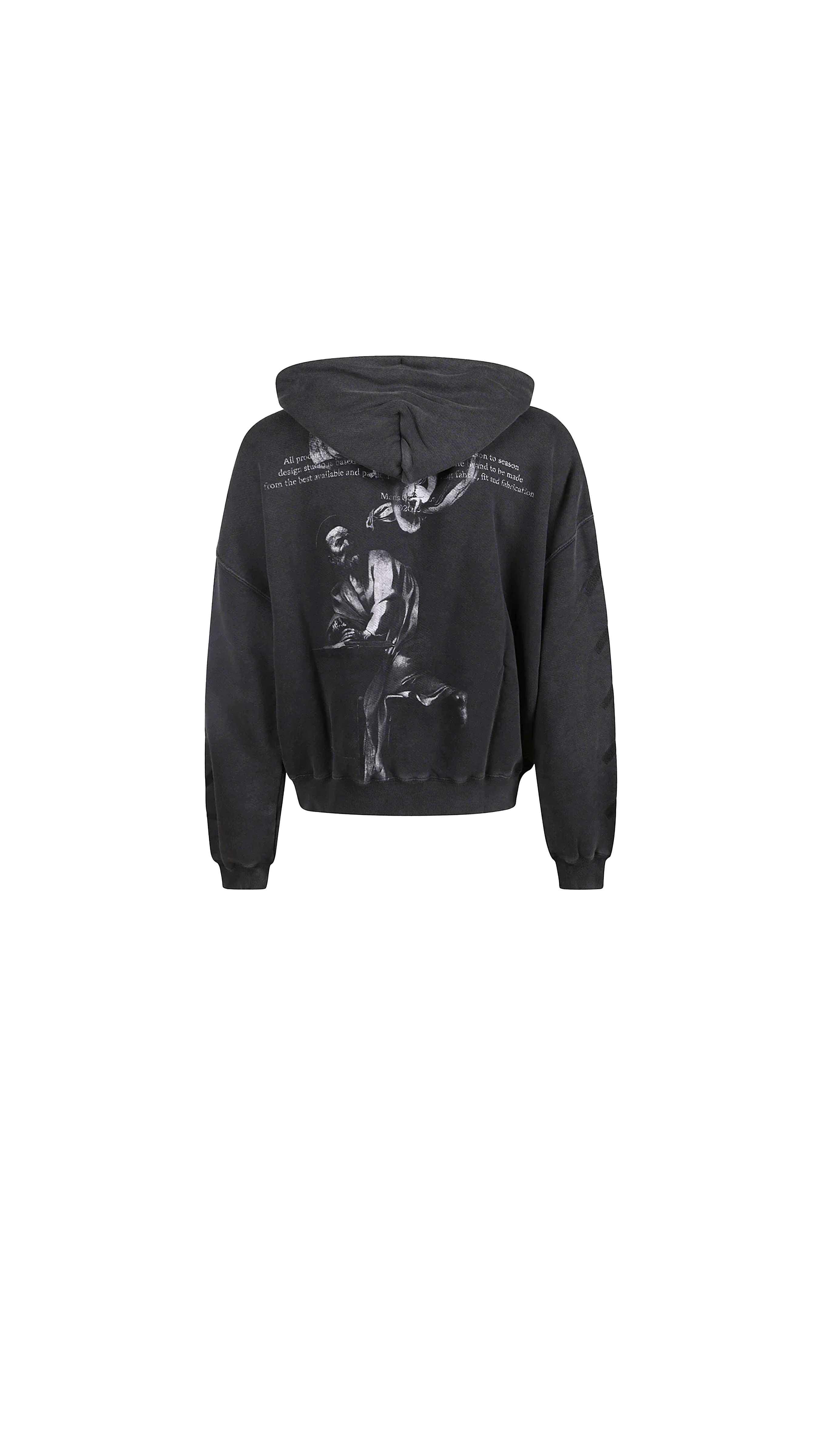 Saint Matthew Print Oversized Hoodie - Black