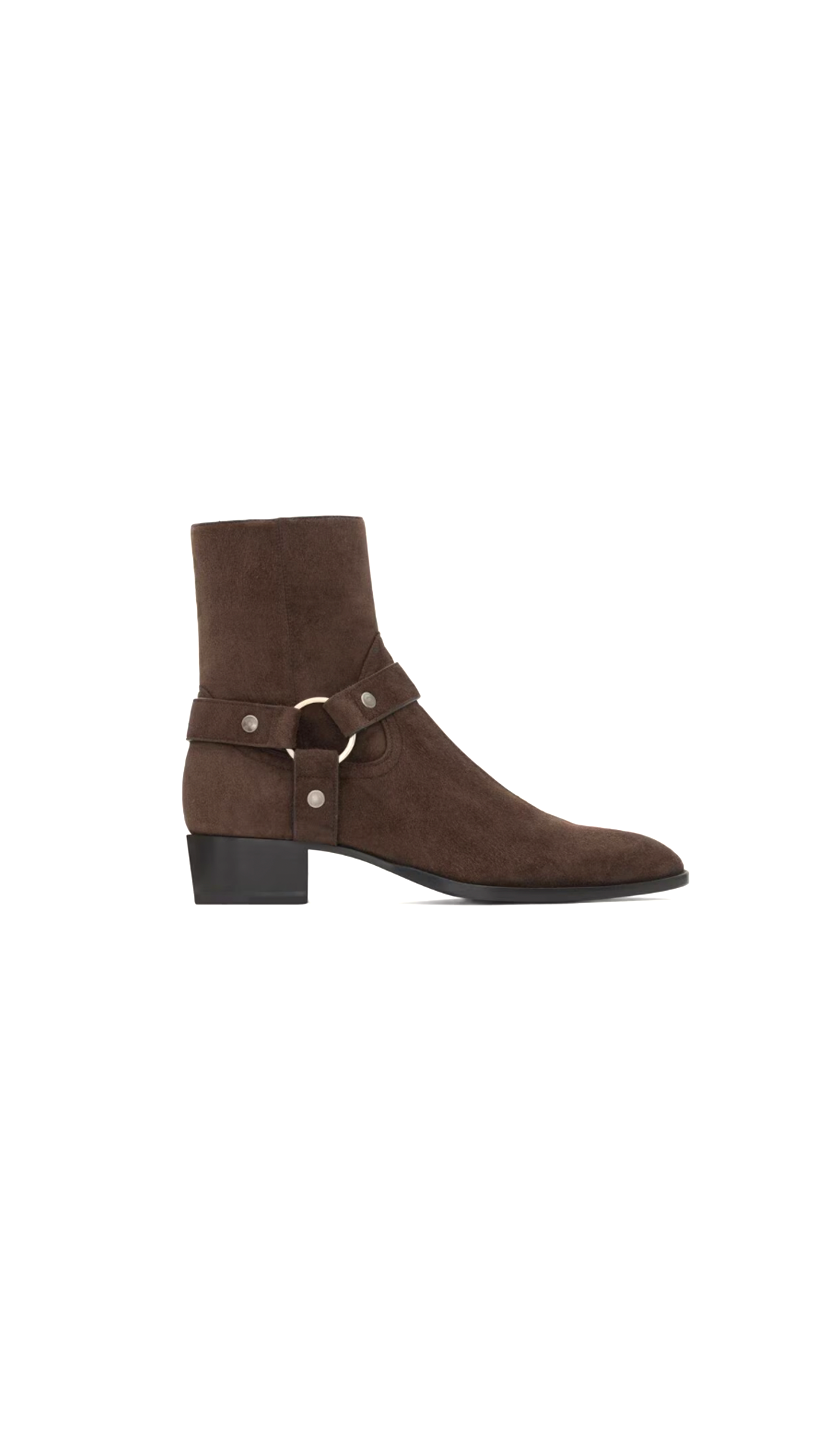 Wyatt Harness Boots In Suede - Dark Chocolate