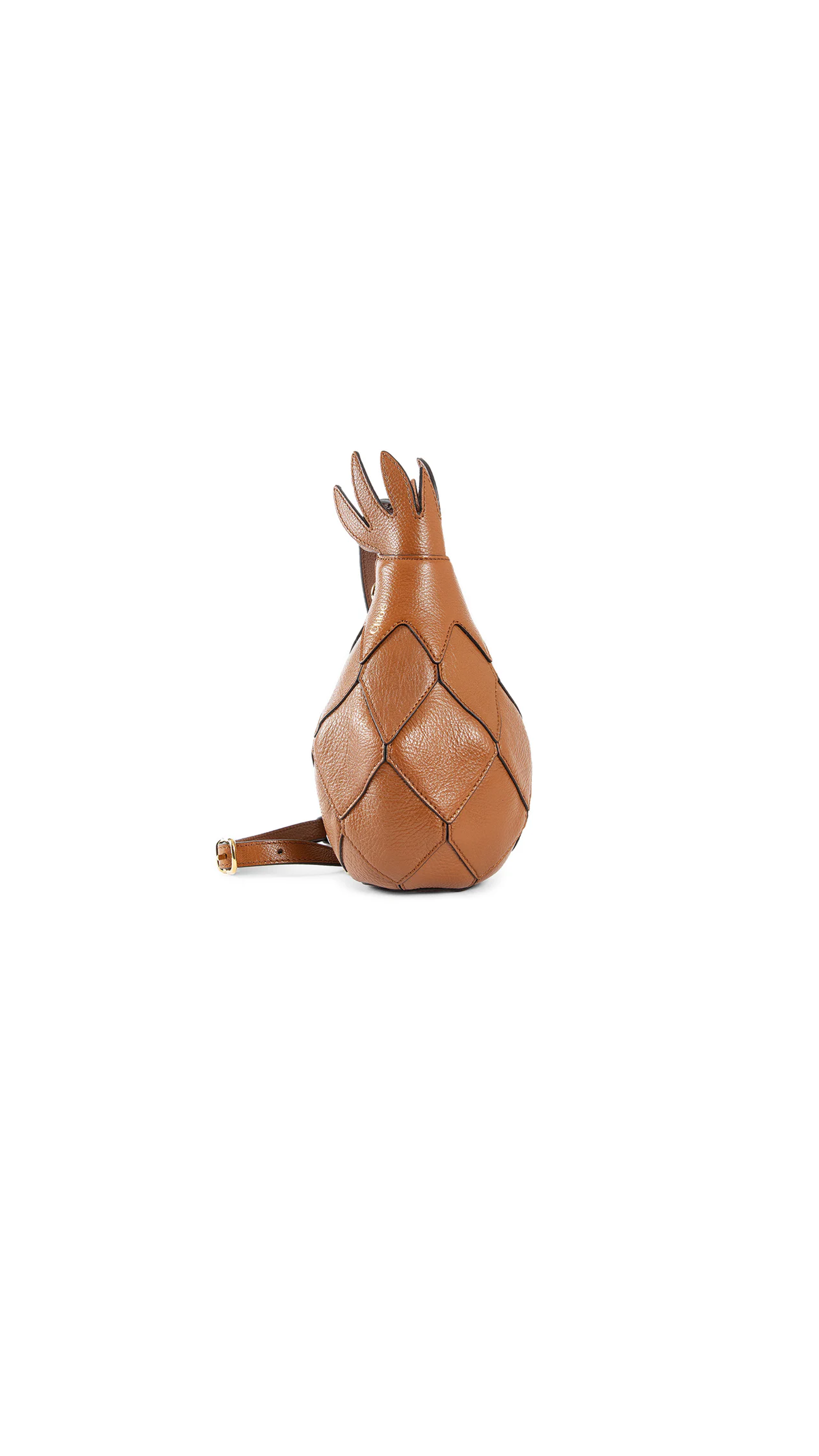 Pineapple Shoulder Bag In Grained Leather - Brown