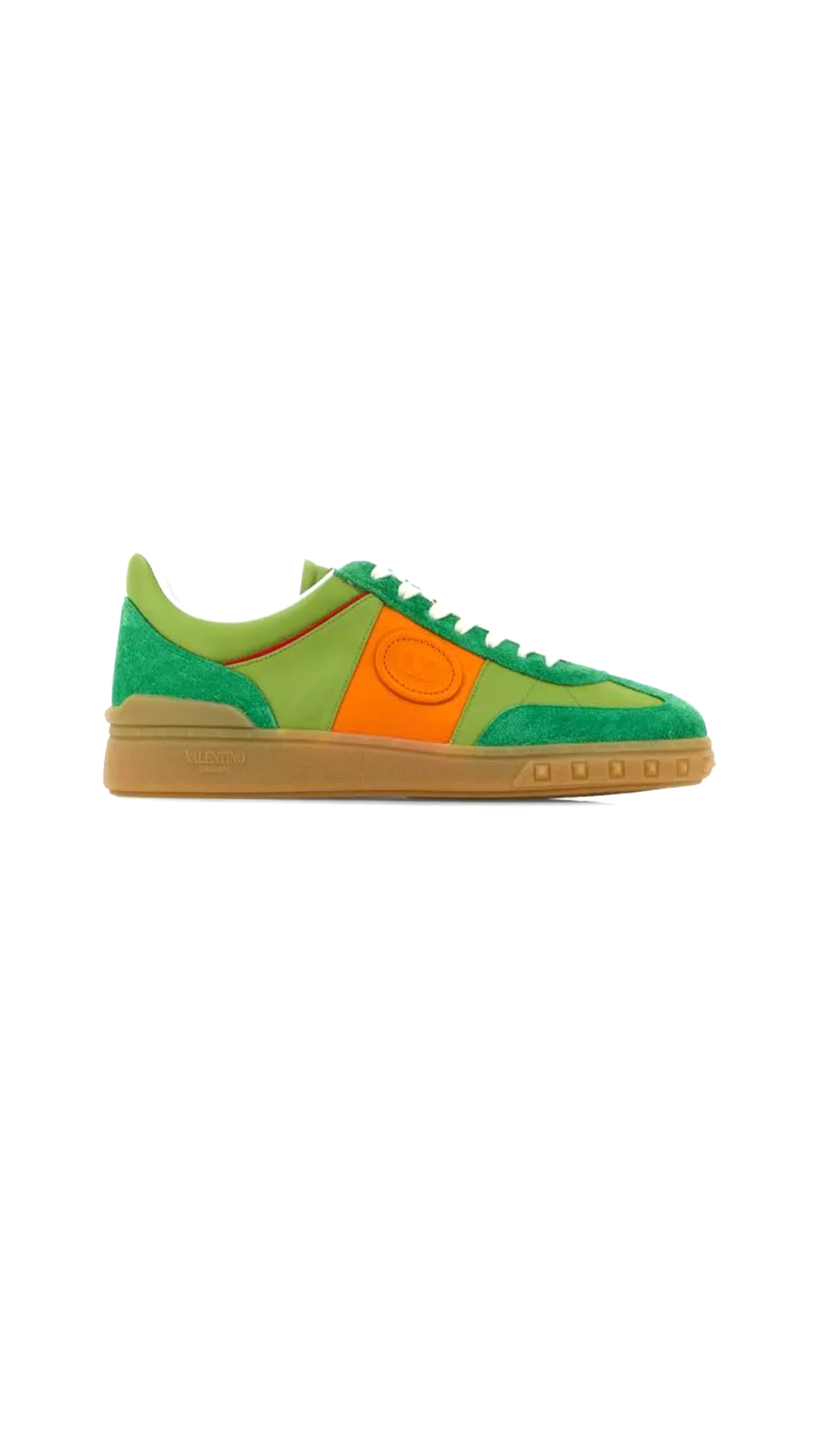 Upvillage Low Top Sneaker In Crust Leather And Nylon - Green