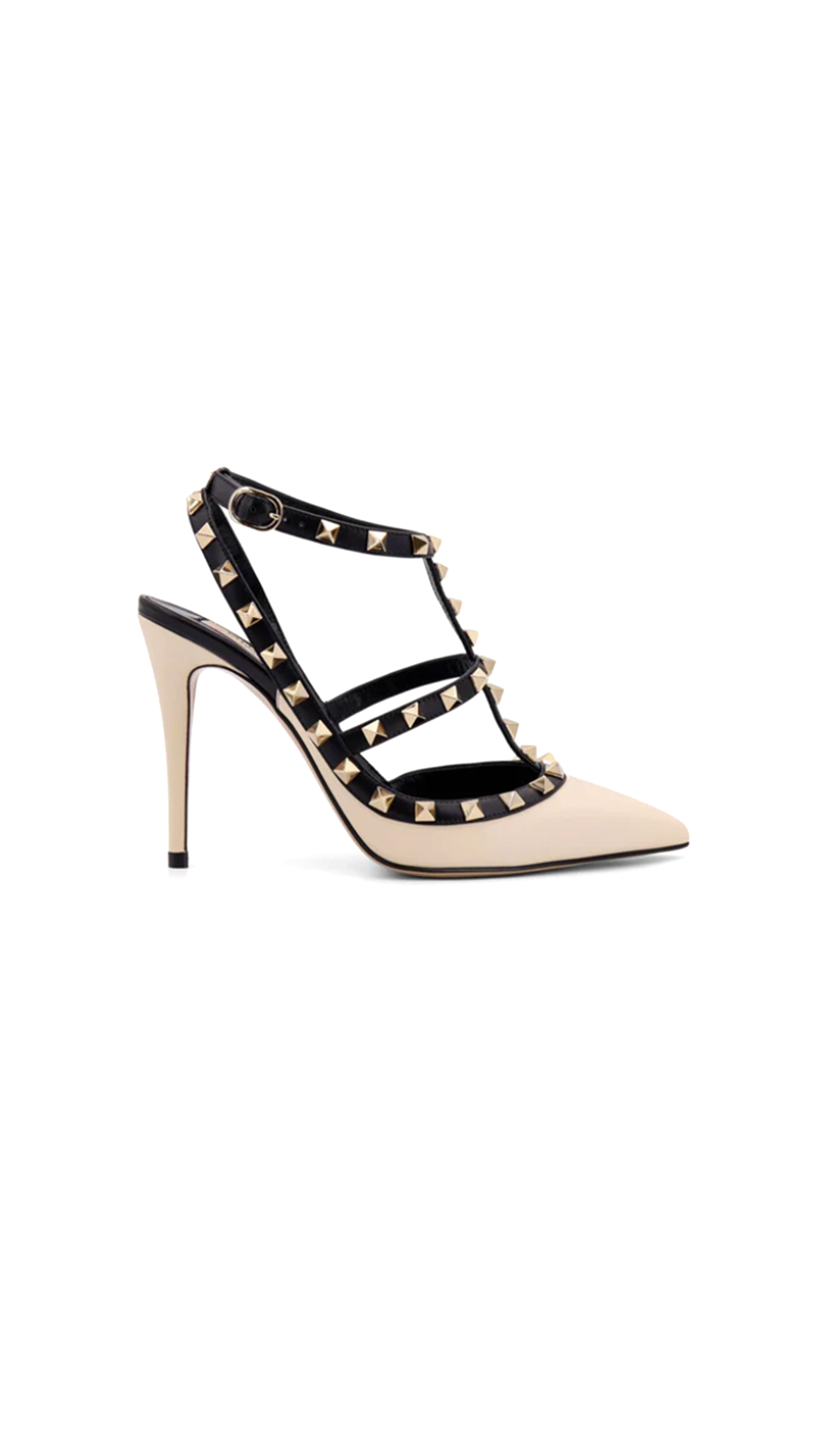 Valentino Garavani Rockstud Pointed Toe Pumps - Ivory/Black