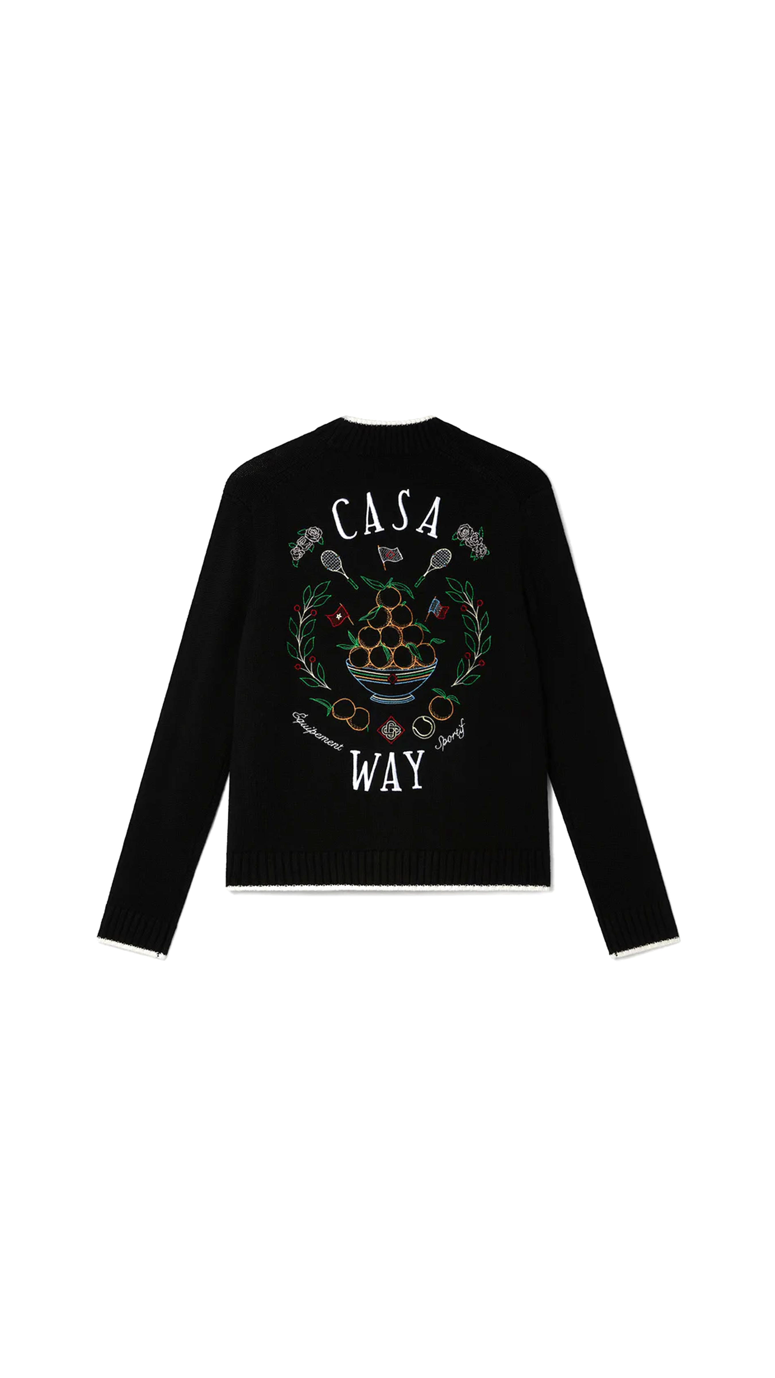 Embroidered Casa Way Cardigan - Black