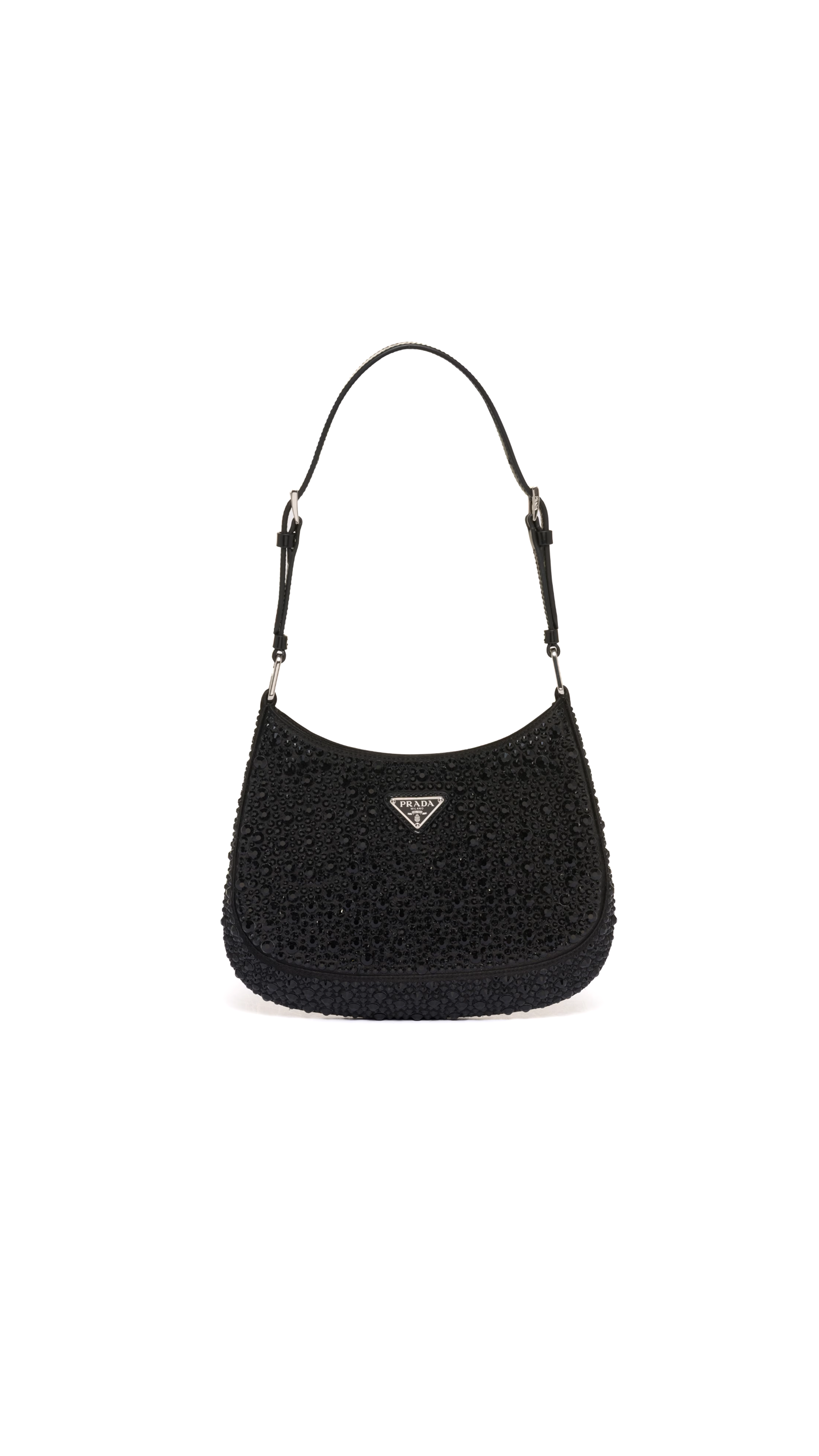 Cleo Satin Bag with Crystals - Black