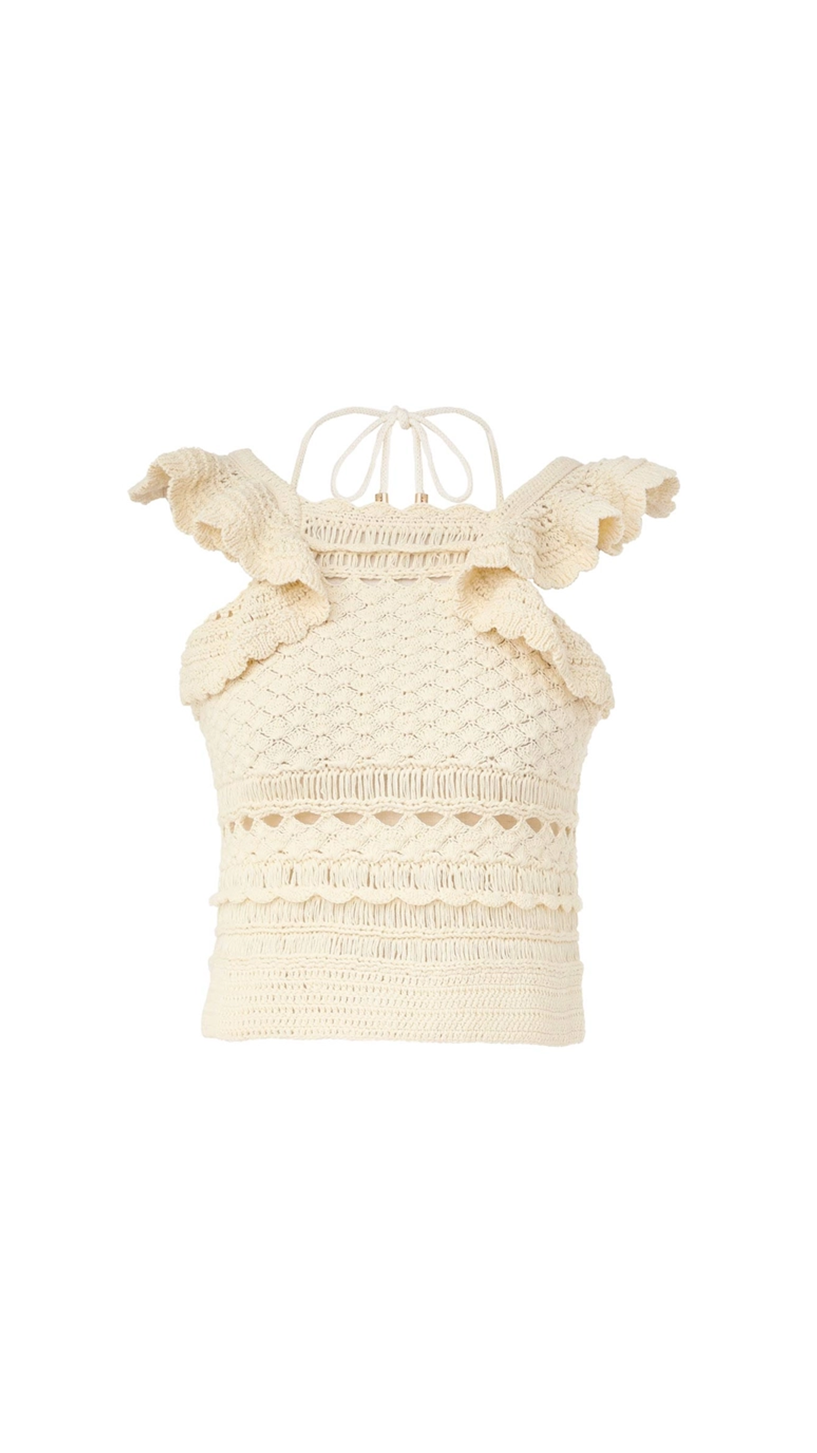 Waverly Crochet Halter Tank - Cream