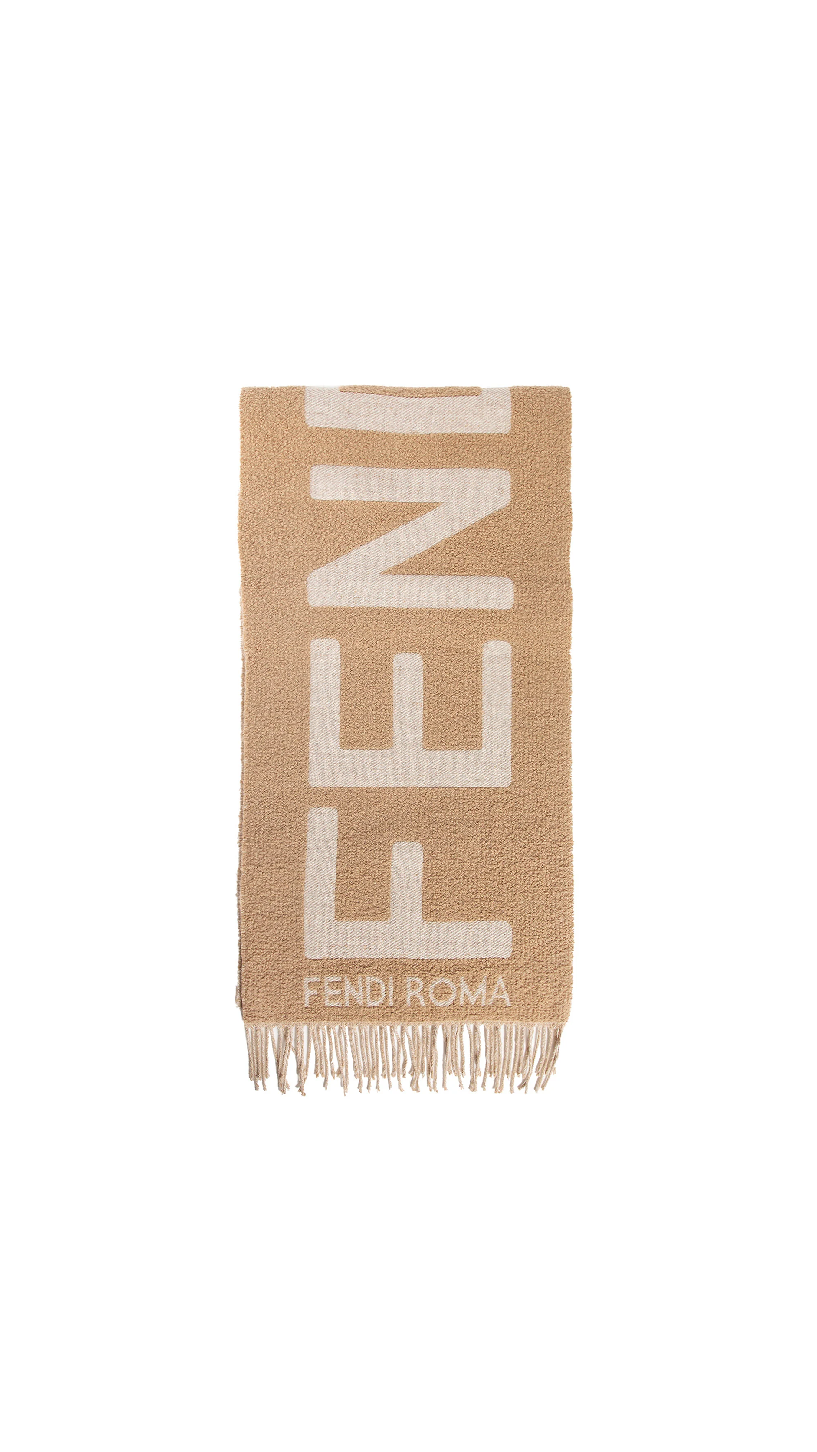 Fendi Roma Bouclé Wool Scarf - Beige