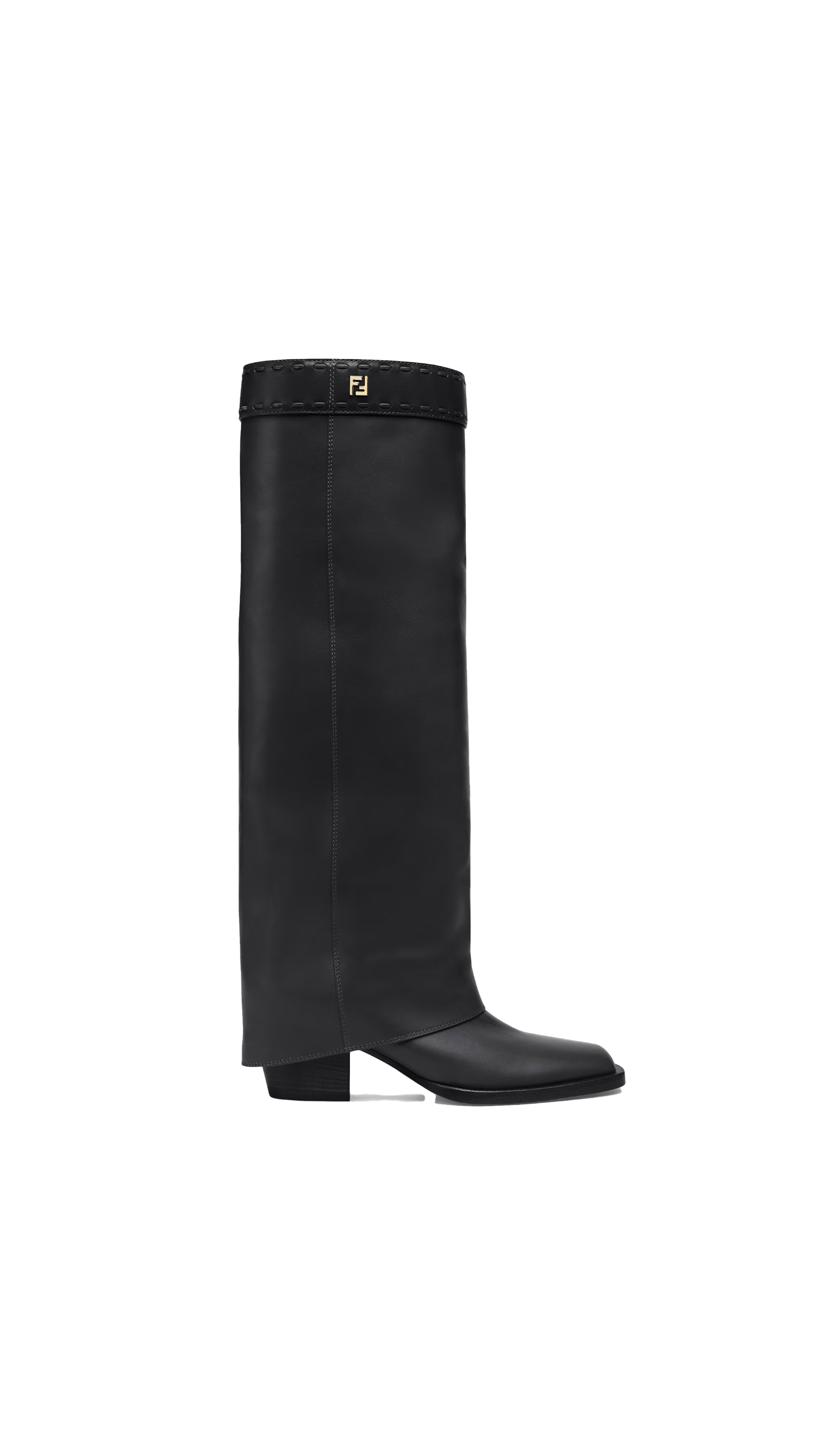 Fendi Show Leather High-Heeled Boots - Black