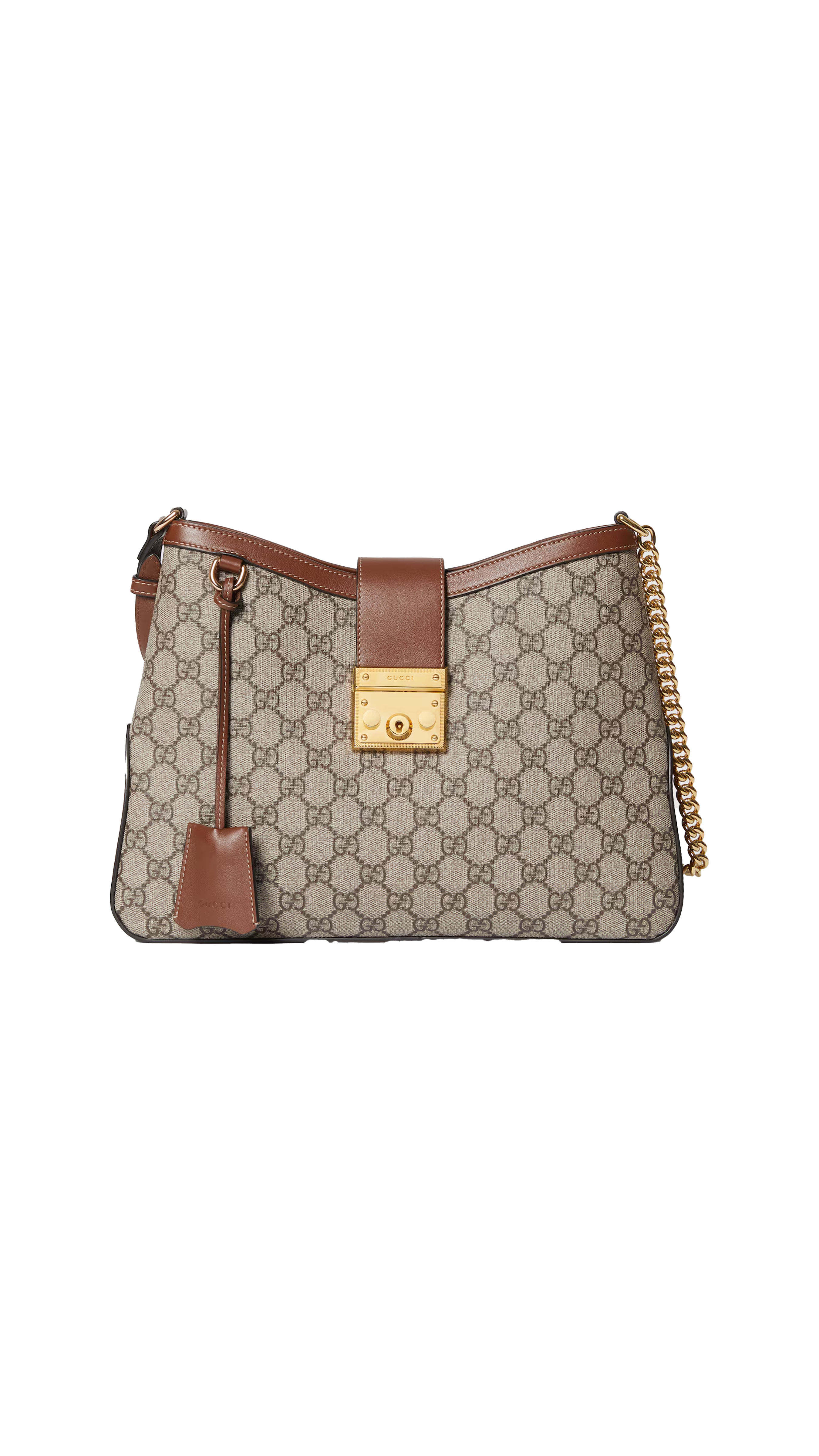 Padlock Gg Medium Shoulder Bag - Beige/Ebony
