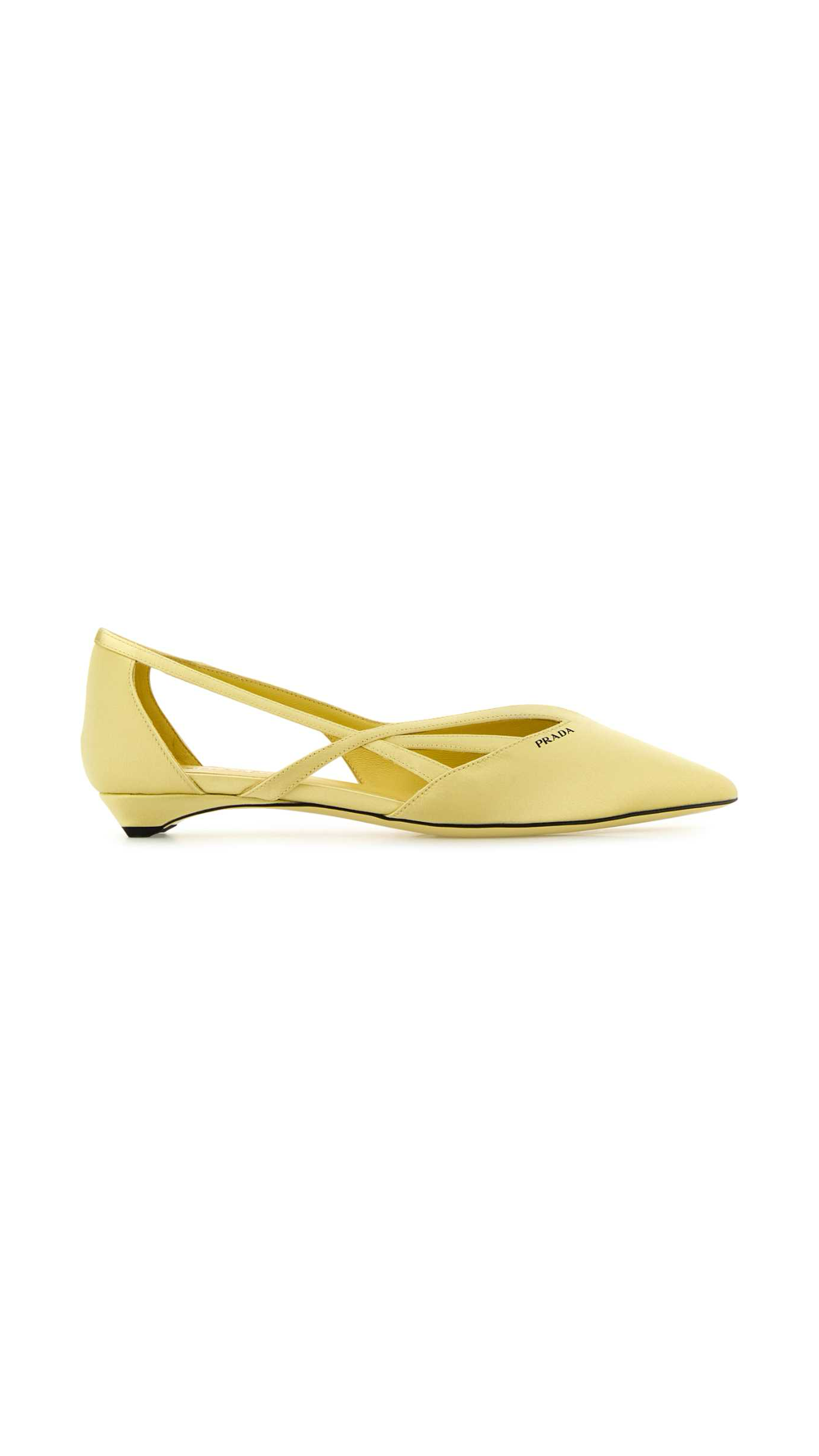 Brushed Leather Cut-out Ballerinas - Yellow