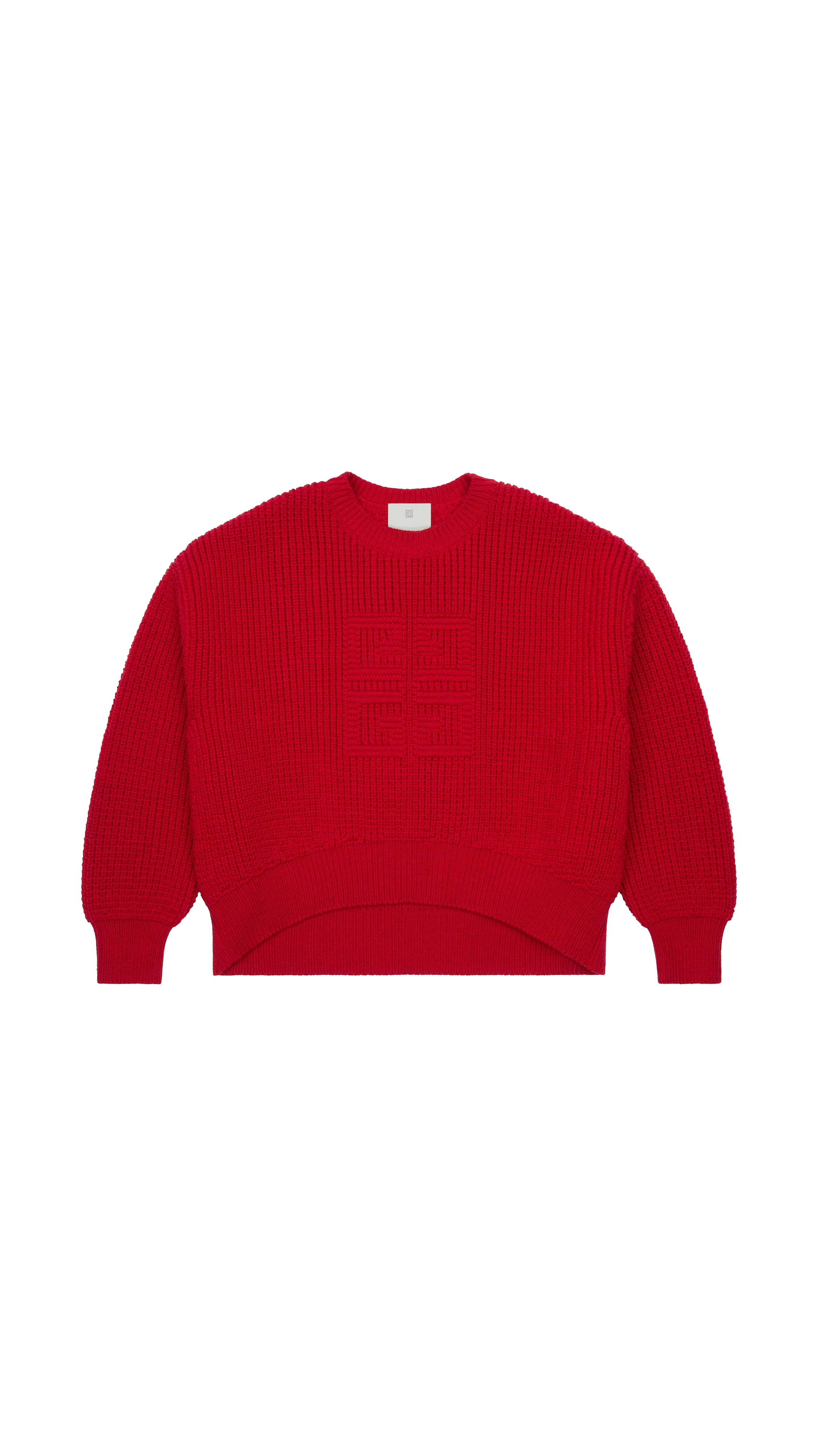 Cropped 4g Sweater In Waffle Wool - Red