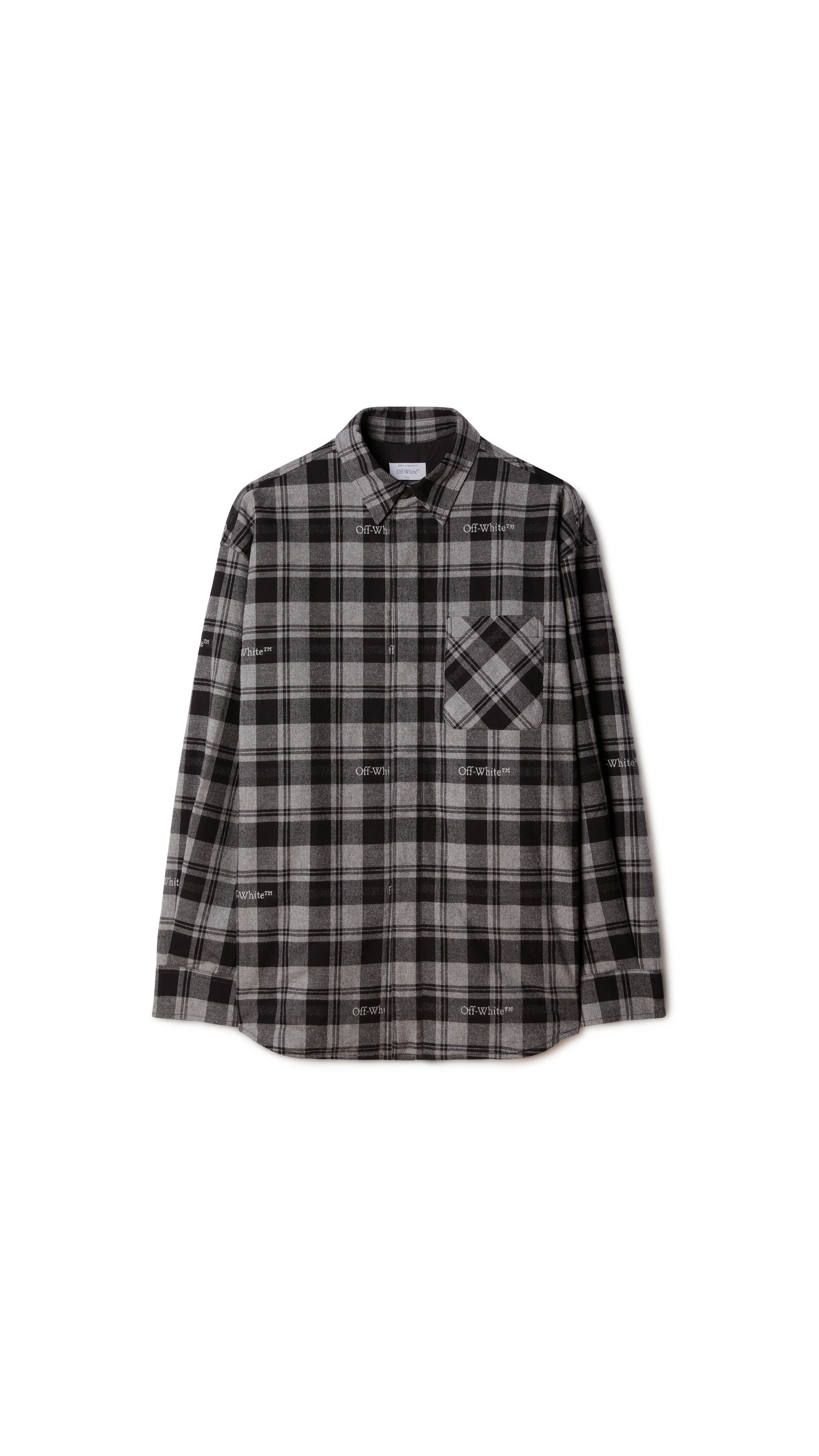 Check Flann Padded Overshirt - Dark Grey