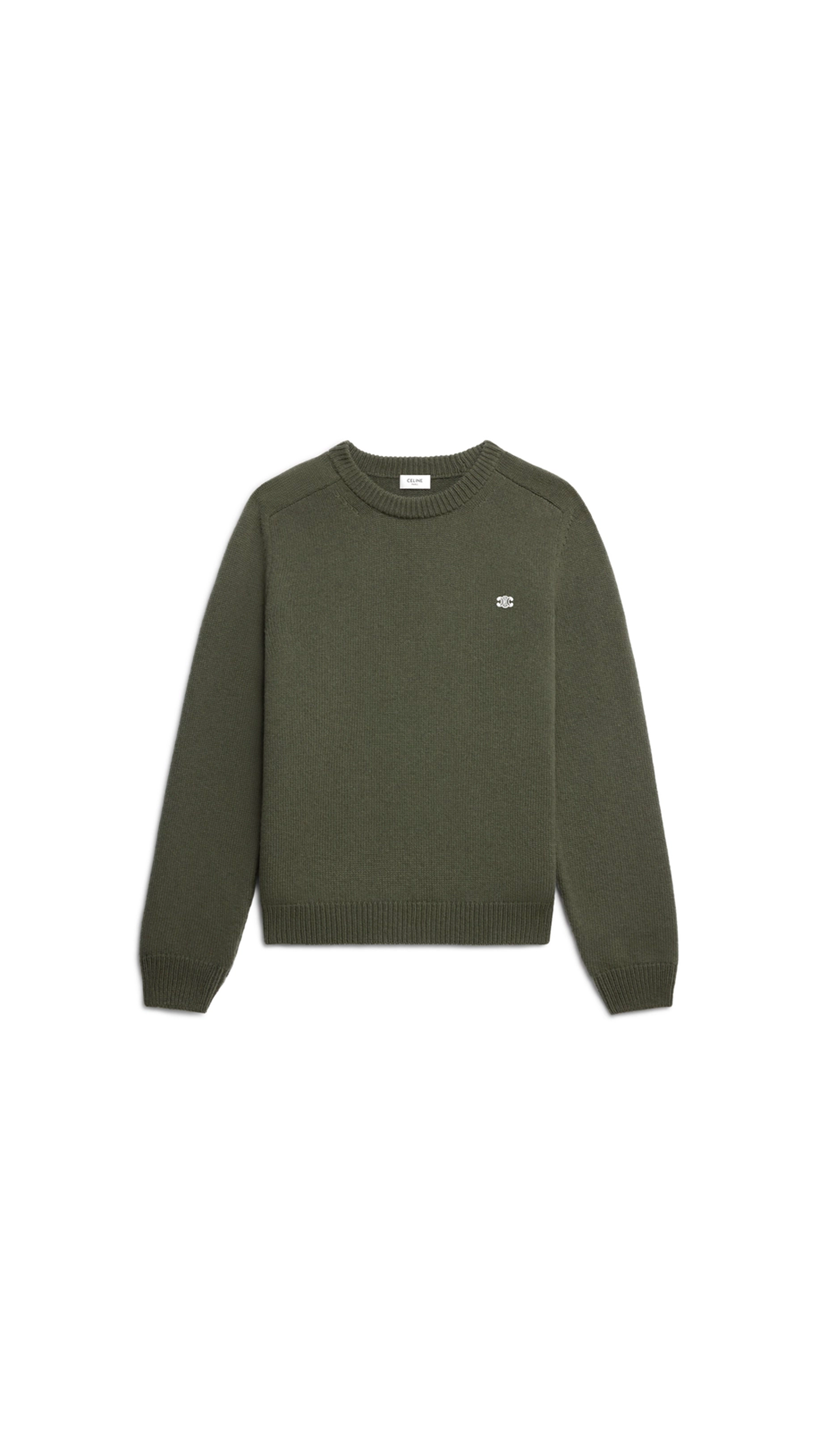 Triomphe Crew Neck Sweater In Wool And Cashmere - Khaki