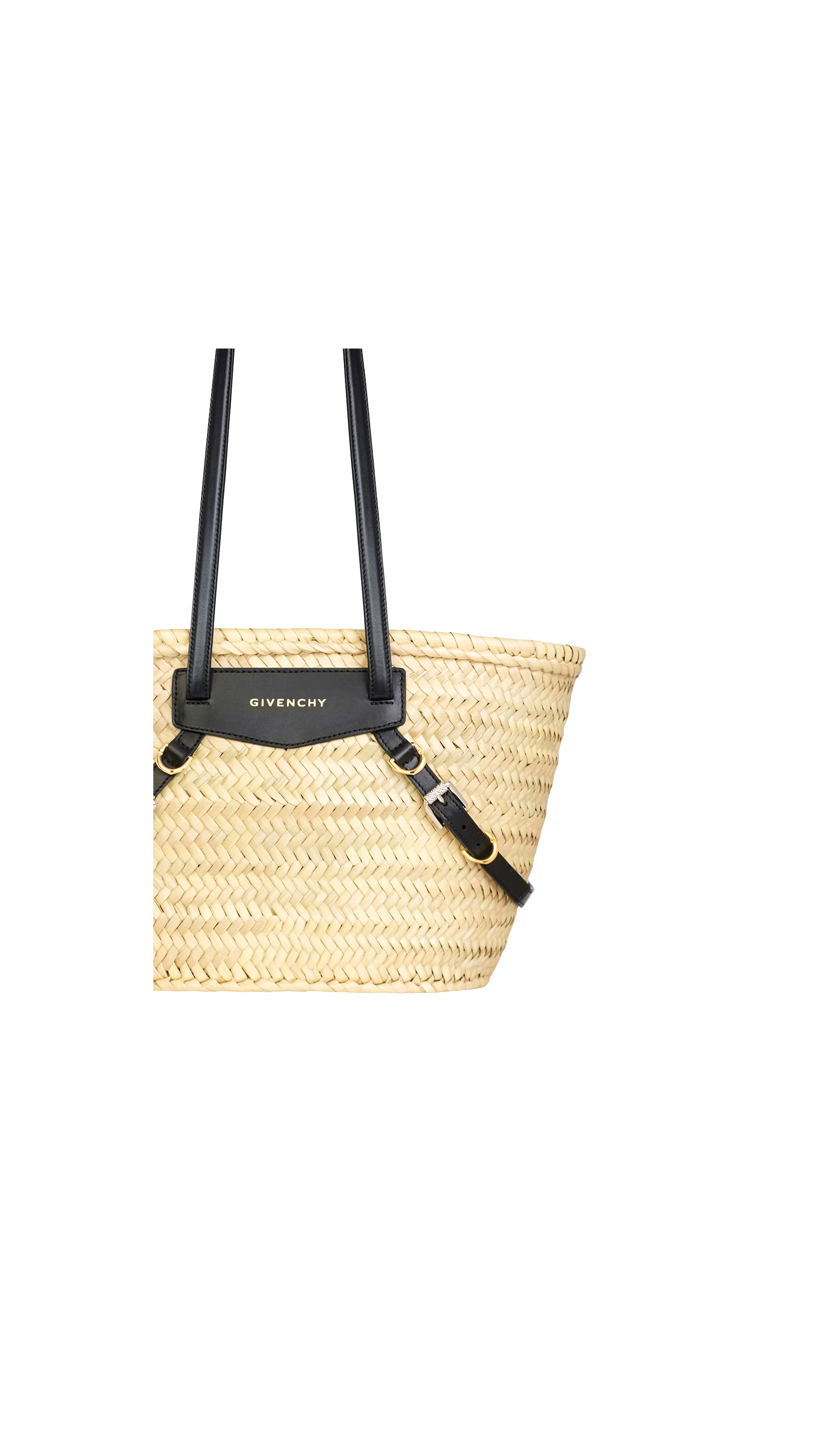 Small Voyou Basket Bag - Raffia\Black