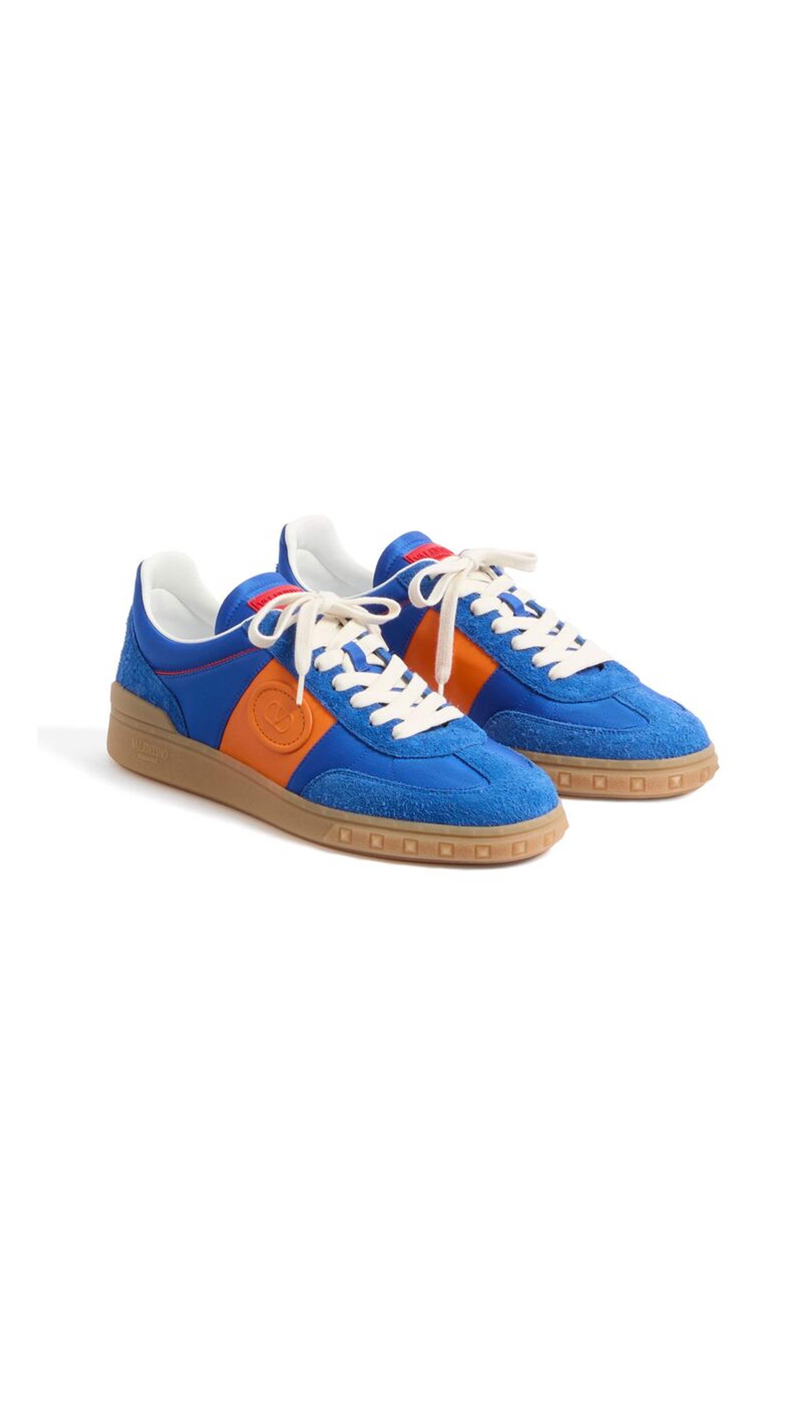 Upvillage Low Top Sneaker In Crust Leather And Nylon - Acid Bluette