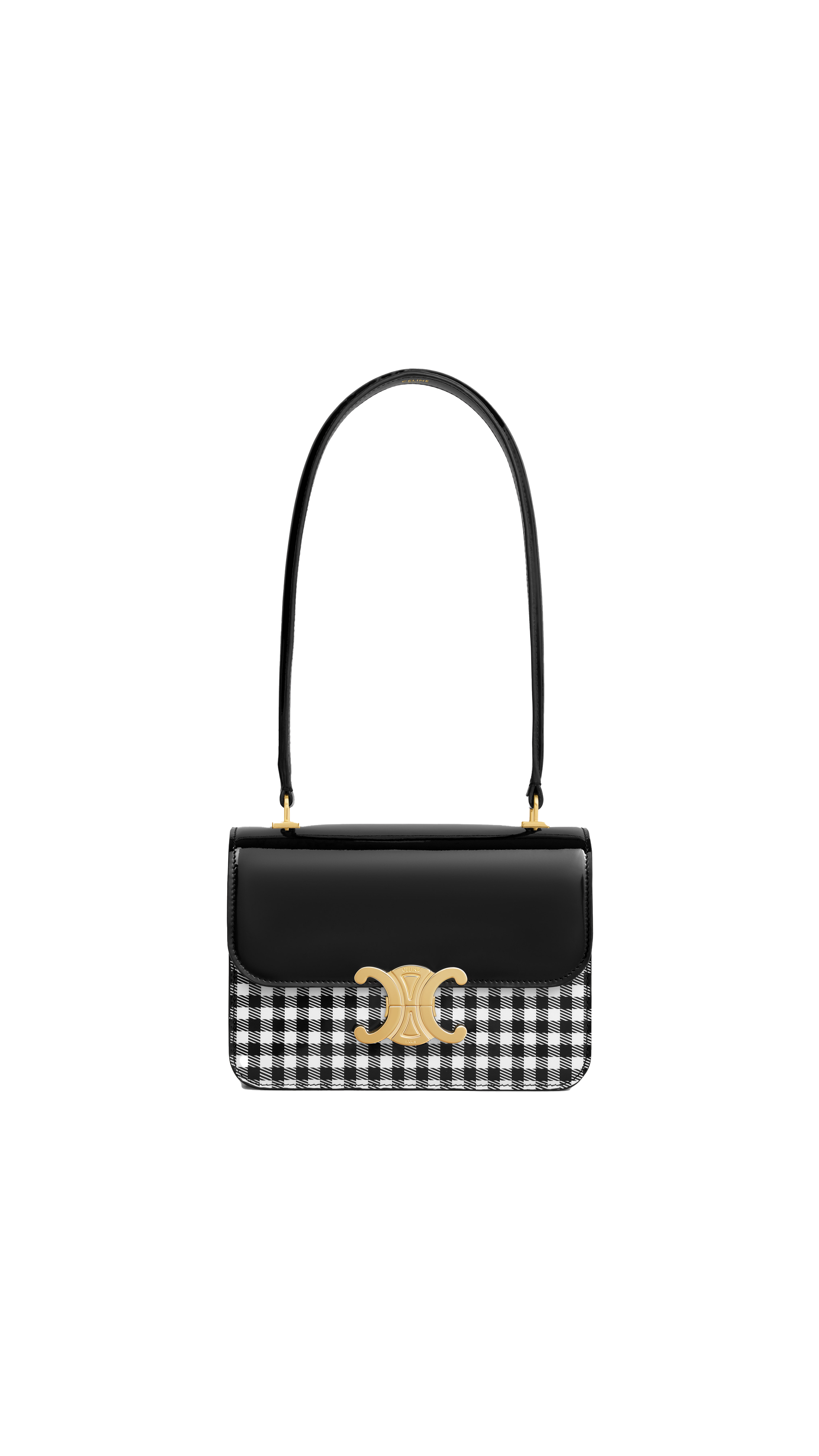 Teen Garance Bag in Vichy Printed Patent Calfskin - Black/White