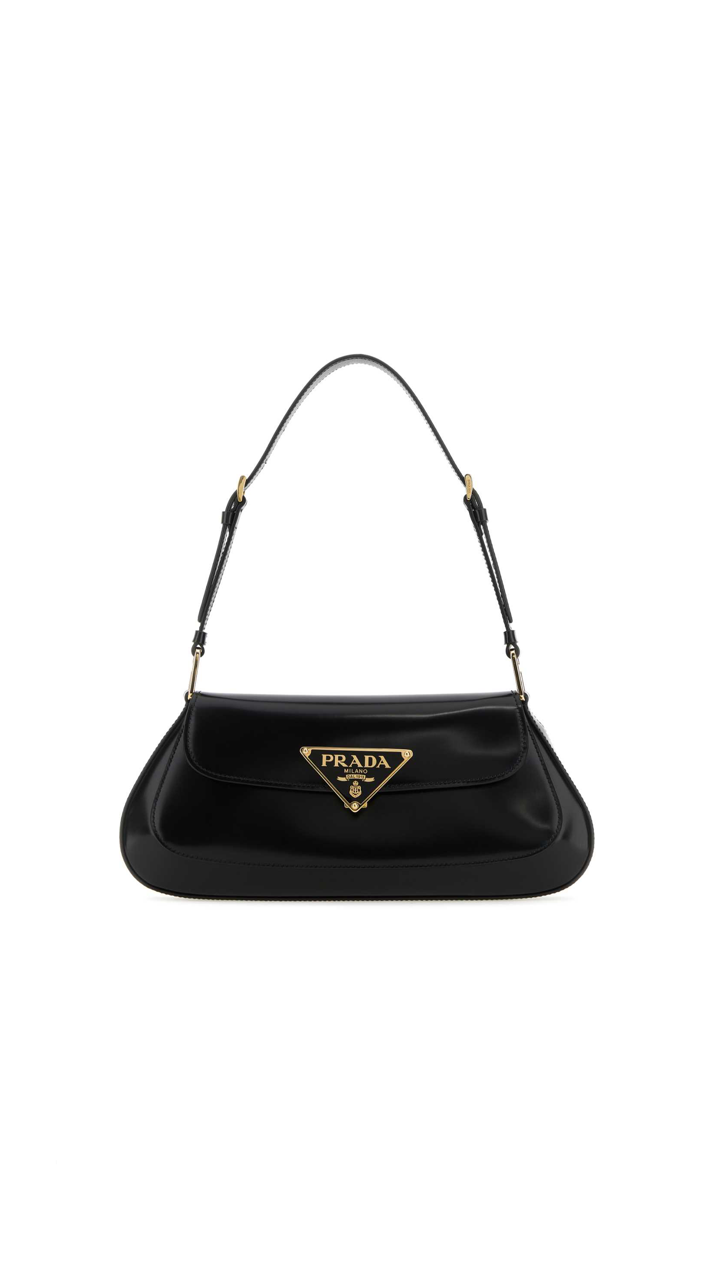 Brushed Leather Shoulder Bag - Black