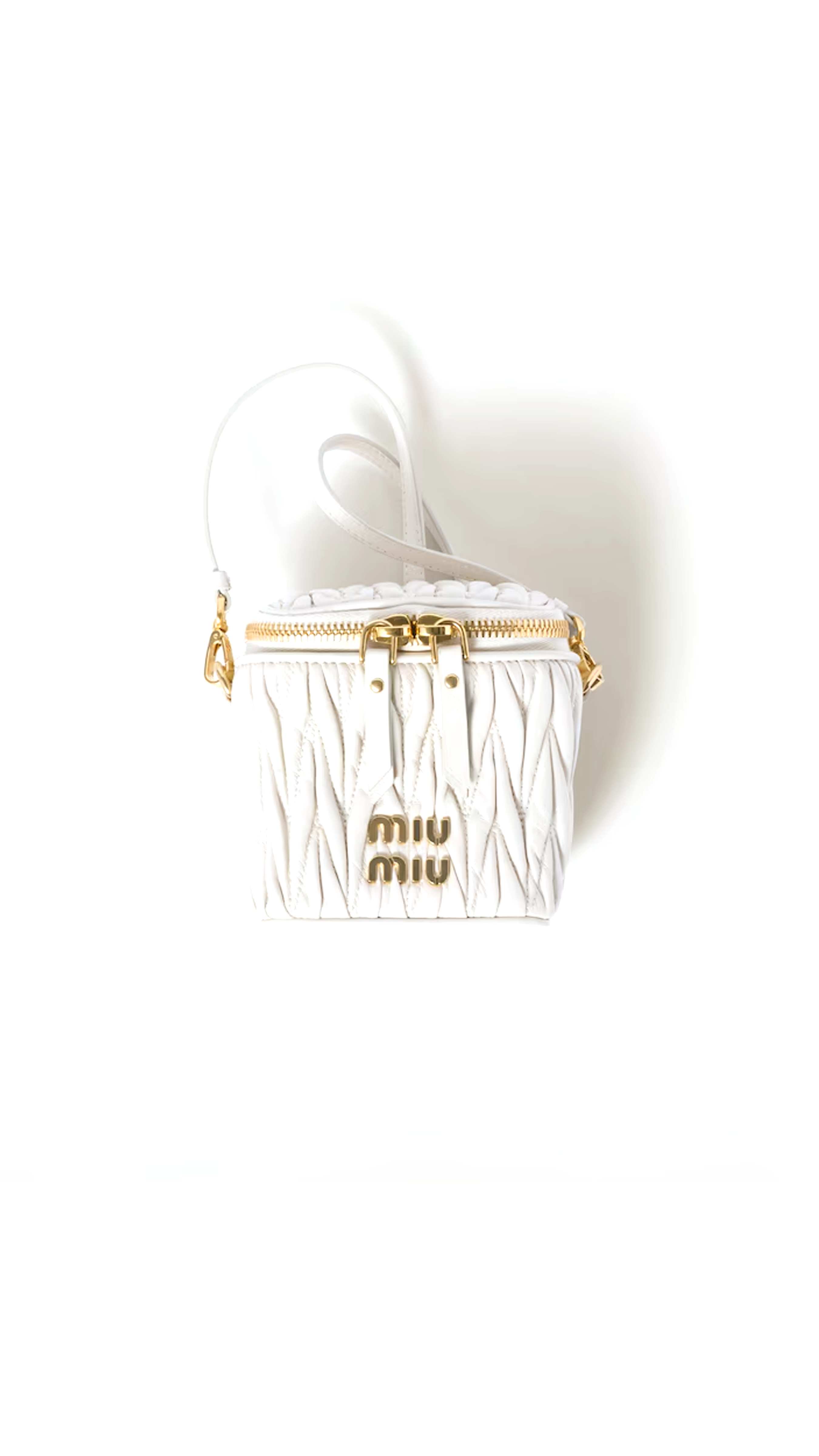 Matelassé Nappa Leather Micro Bag - White