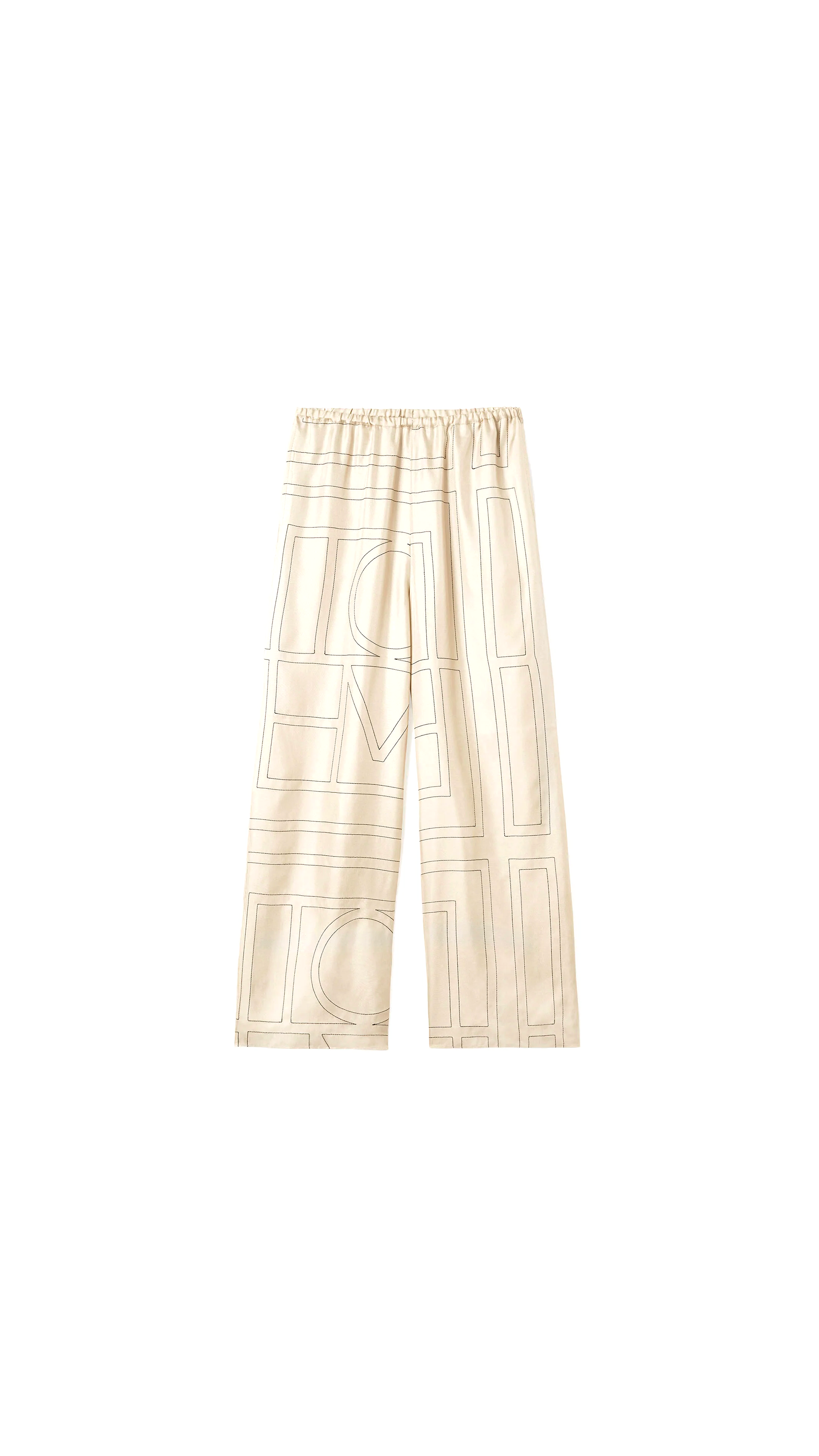 Monogram Silk Pj Bottoms - Ivory