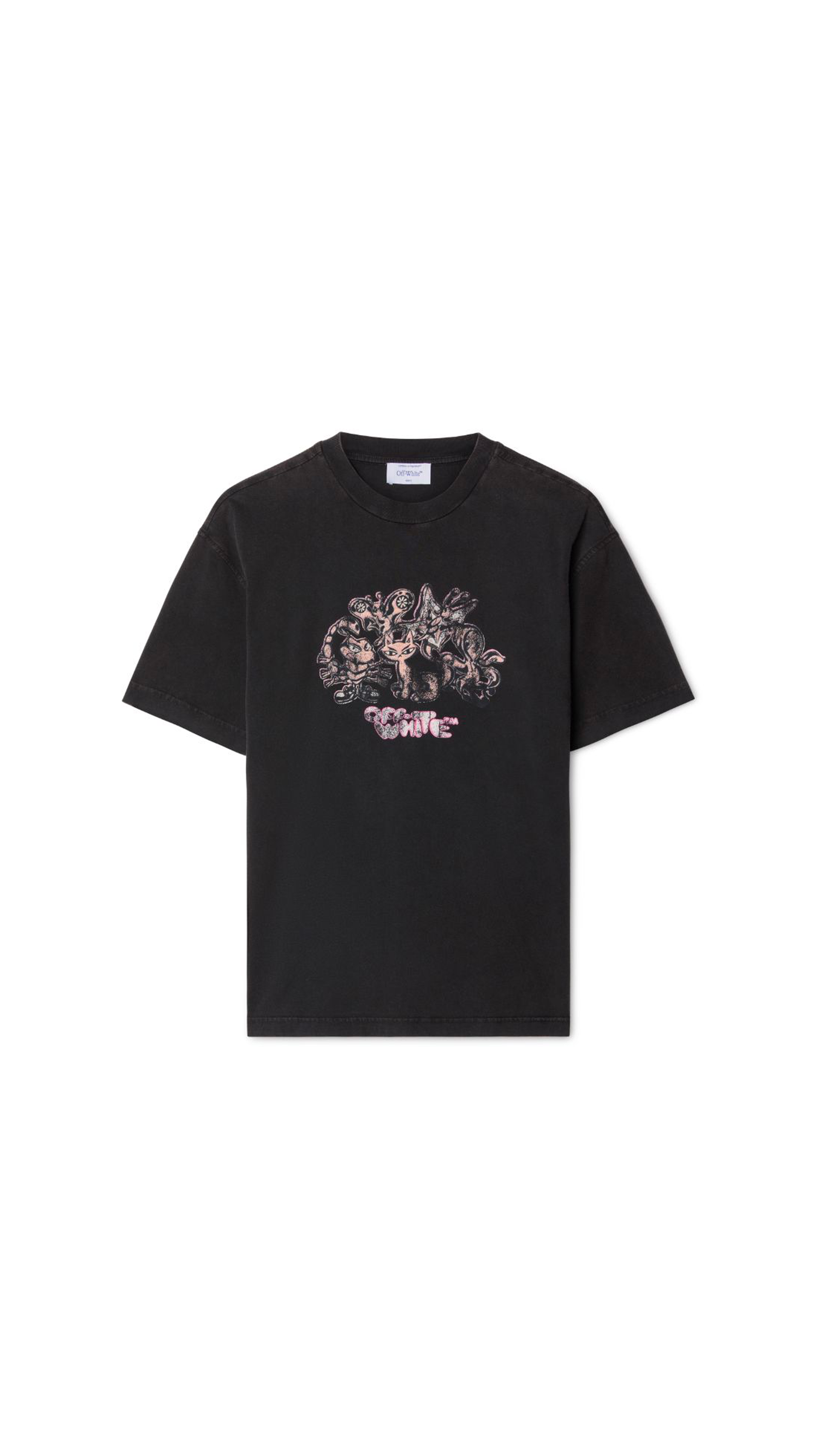 Washed Characters Regular T-Shirt - Black