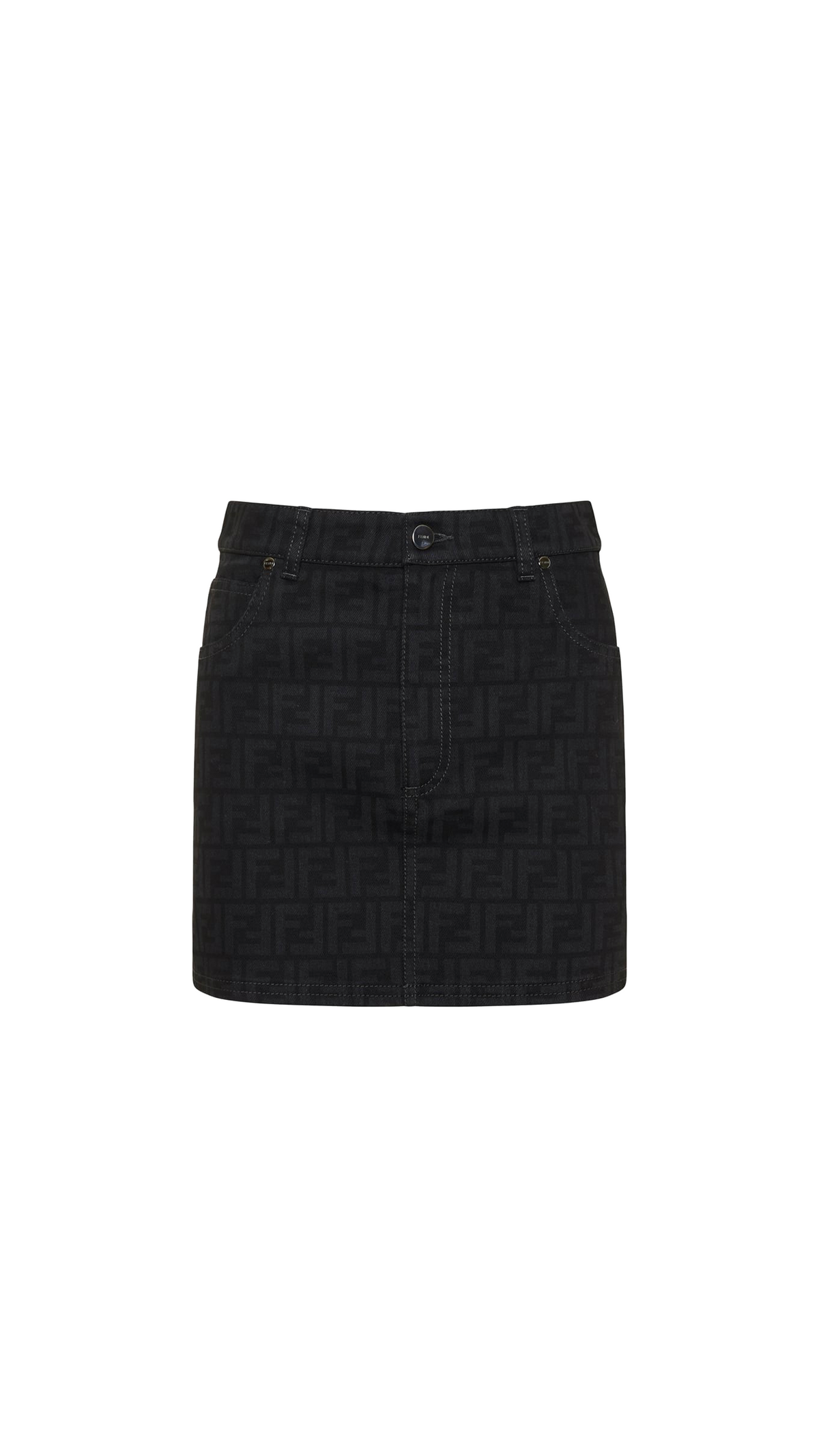 Denim FF Motif Skirt - Black