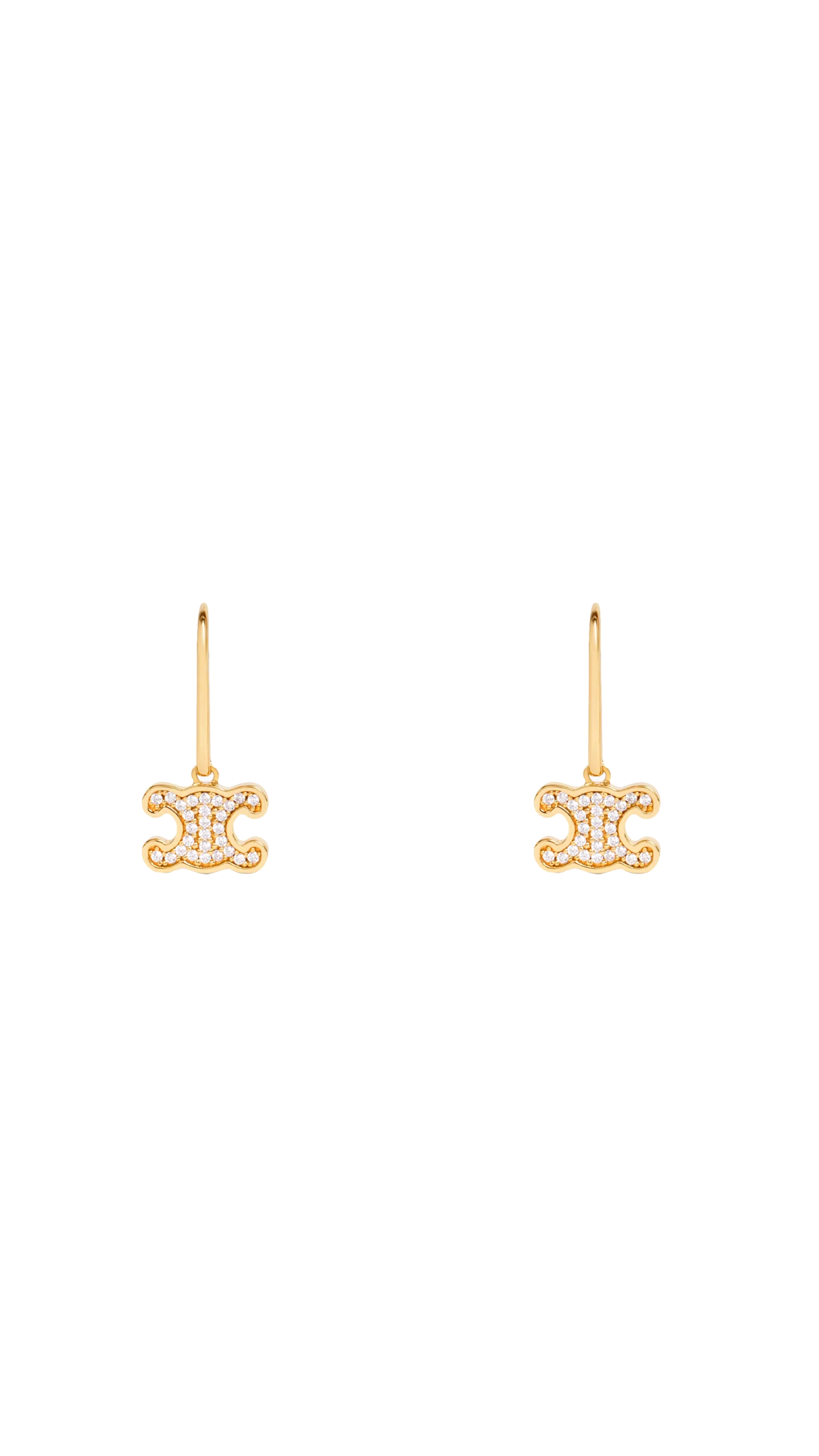 Triomphe Rhinestone Earrings in Brass with Crystals - Gold